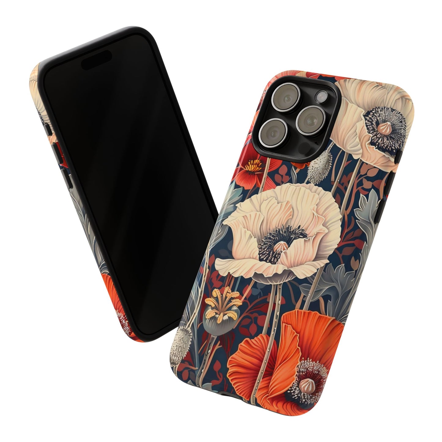 Floral iPhone Case, Tough Phone Cover, Artistic Protection, Flower Design, Unique Gift for Her, Phone Accessory, Trendy Tech
