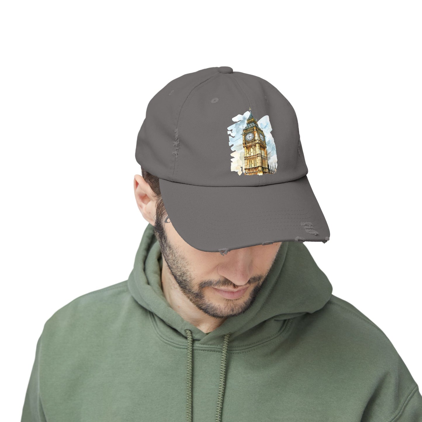 Vintage Big Ben Distressed Cap, Casual Hat, Travel Gift, Unisex Cap, Summer Accessory, London Theme Hat
