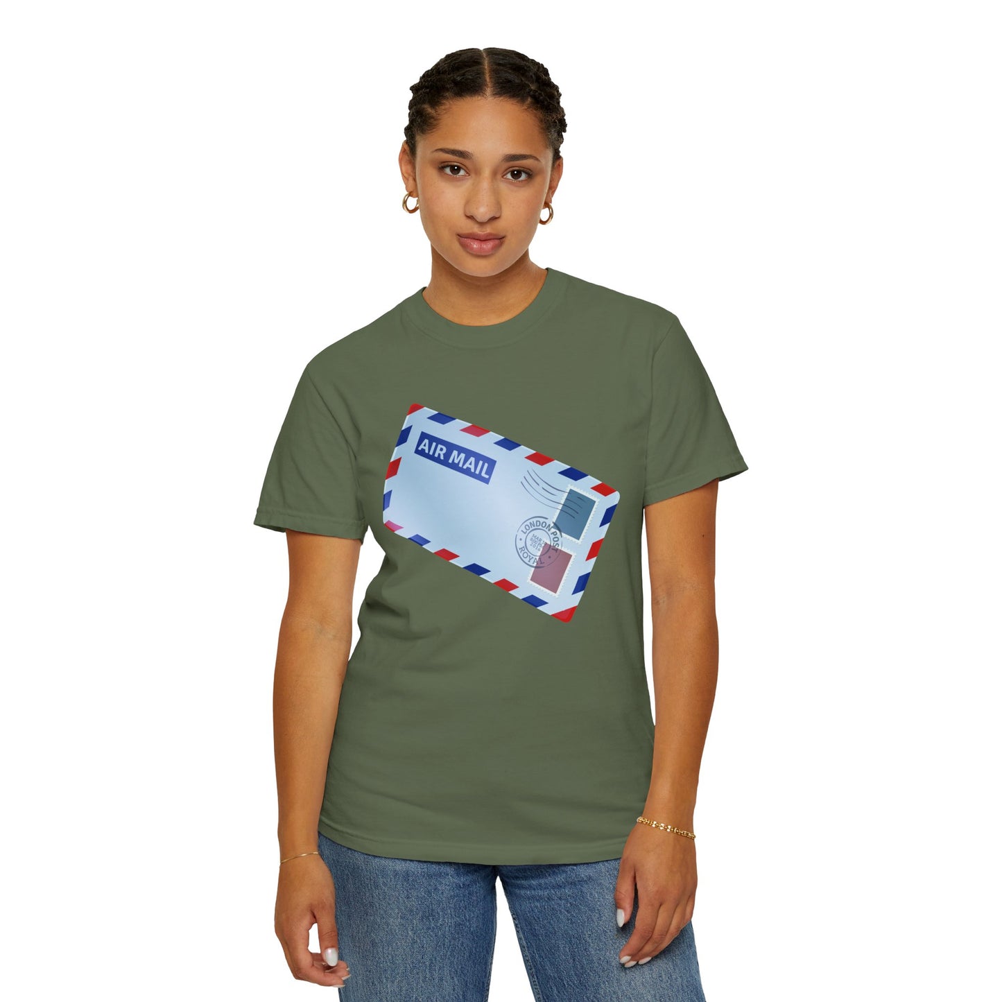 Unisex Garment-Dyed T-shirt - Vintage British Air Mail - Classic Postal Design