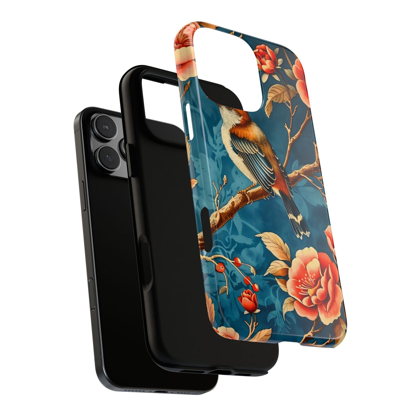 Bird & Floral Phone Case, Tough Cases for Nature Lovers, Gift for Her, Customizable Design, Vibrant Tech Accessories