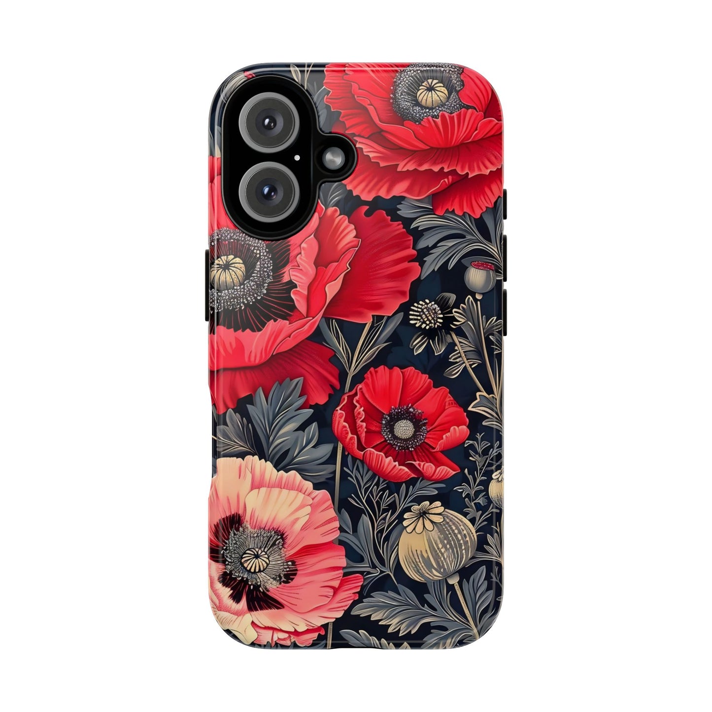 Floral Phone Case with Artistic Poppies, Tough Cases, Flower Design, Nature Lover Gift, Customizable Mobile Cover, Stylish Phone Accessories