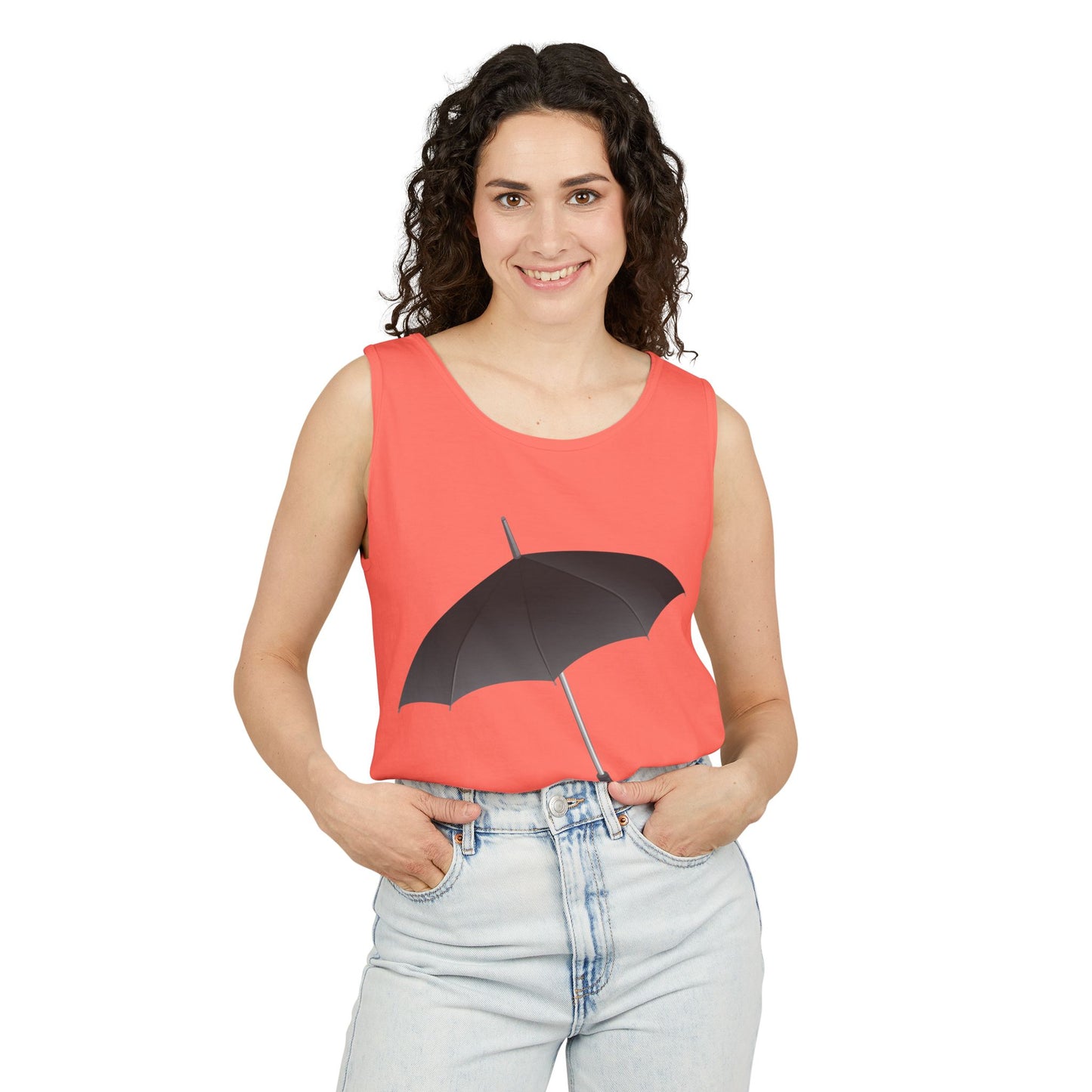 Unisex Garment-Dyed Tank Top - Regal Royal Umbrella - Elegant and Majestic Design