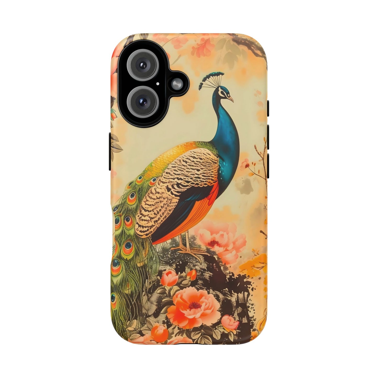 Peacock Phone Case, Tough Phone Cover, Unique Phone Accessory, Floral Design, Gift for Bird Lovers, Spring Decor