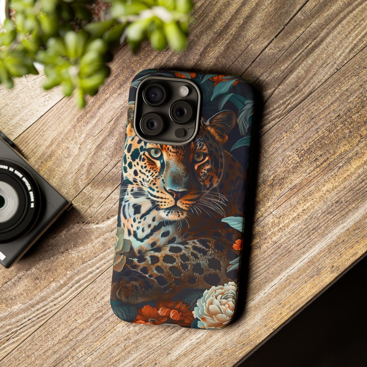 Wildlife Phone Case with Leopard Design | Tough Cases, Animal Prints, Floral Phone Cover, Gift for Nature Lovers, Unique Phone Accessories