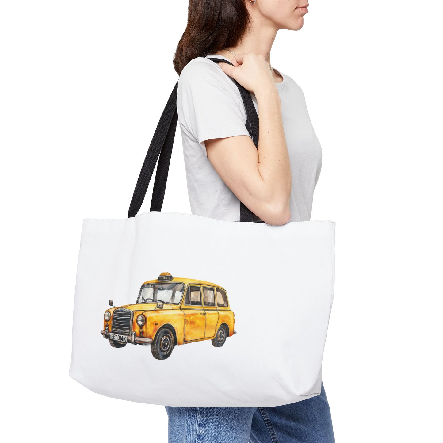 Yellow Taxi Weekender Tote Bag, Travel Bag, Beach Tote, Gifts for Travelers, Fun Weekend Getaway Bag