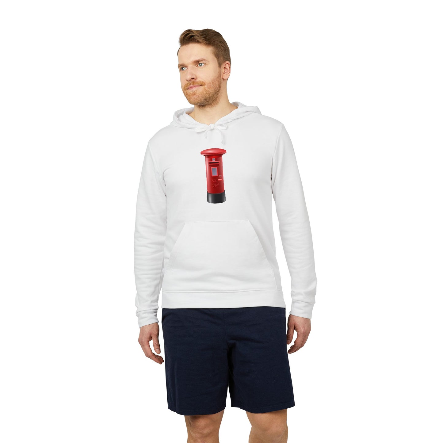 adidas Unisex Fleece Hoodie - Classic UK Royal Mailbox Design - British Postbox Icon