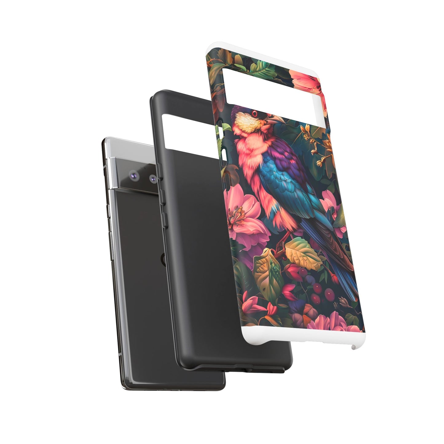 Tough Cases: Vibrant Tropical Bird Phone Case, Floral Smartphone Cover, Nature Lover Gift, Boho Phone Accessory, Cute Bird Case