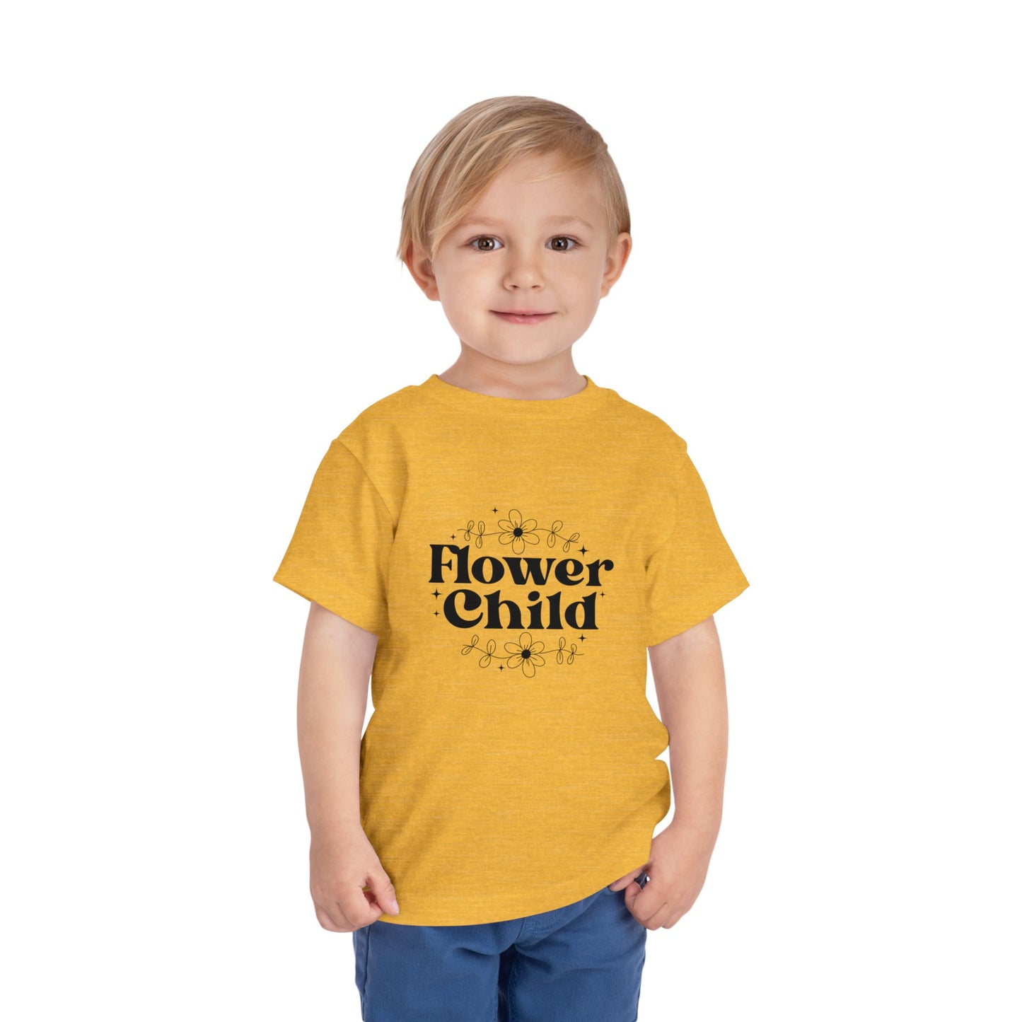 Toddler Tee - Retro Flower Child Sublimation Graphic - Cute Short Sleeve T-Shirt for Little Ones