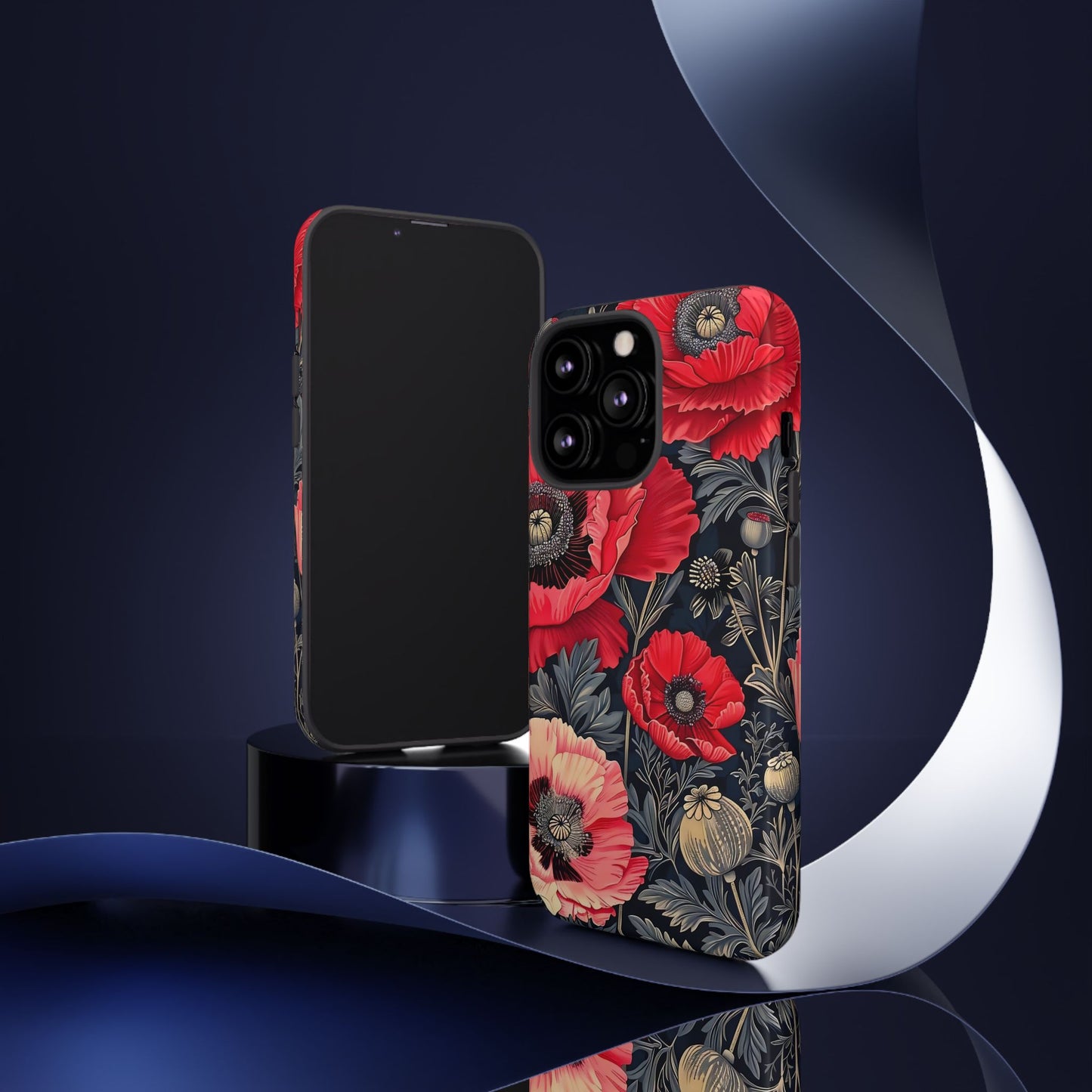 Floral Phone Case with Artistic Poppies, Tough Cases, Flower Design, Nature Lover Gift, Customizable Mobile Cover, Stylish Phone Accessories