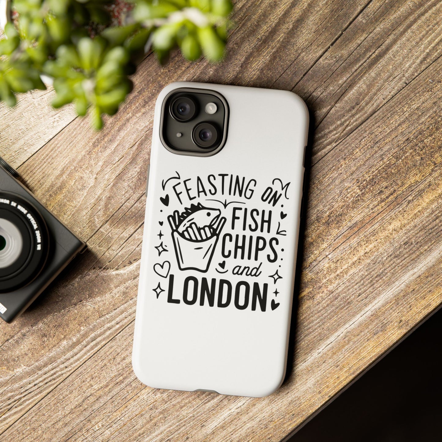 London Fish & Chips Phone Case | Fun Gift for Foodies, Travel Lovers, London Souvenir, Unique Accessories, Personalization Option