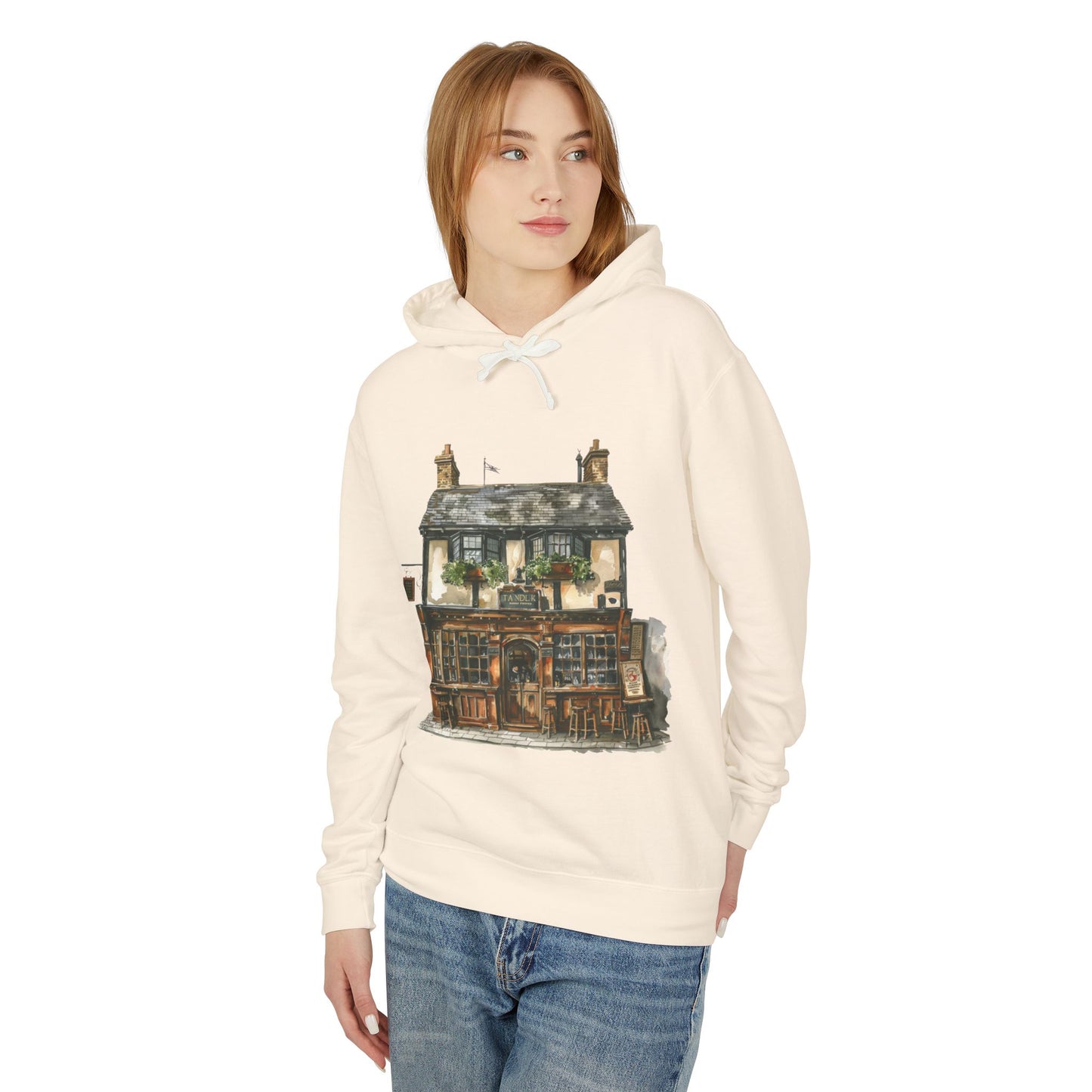 Unisex Lightweight Hooded Sweatshirt - From Thatched Roofs to Stone Walls - British Village Houses