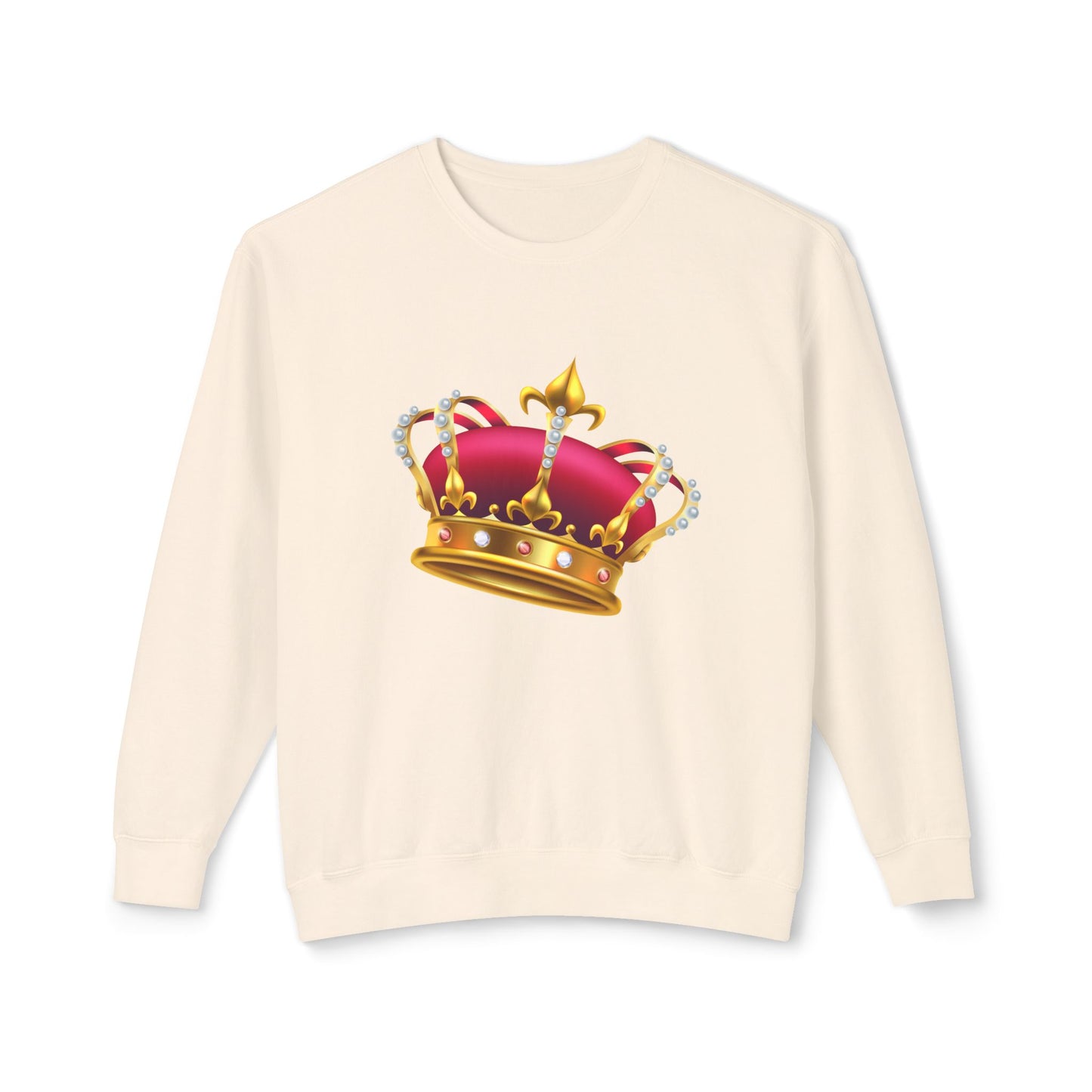Unisex Lightweight Crewneck Sweatshirt - British Royal Crown Design - Iconic Symbol of Monarchy