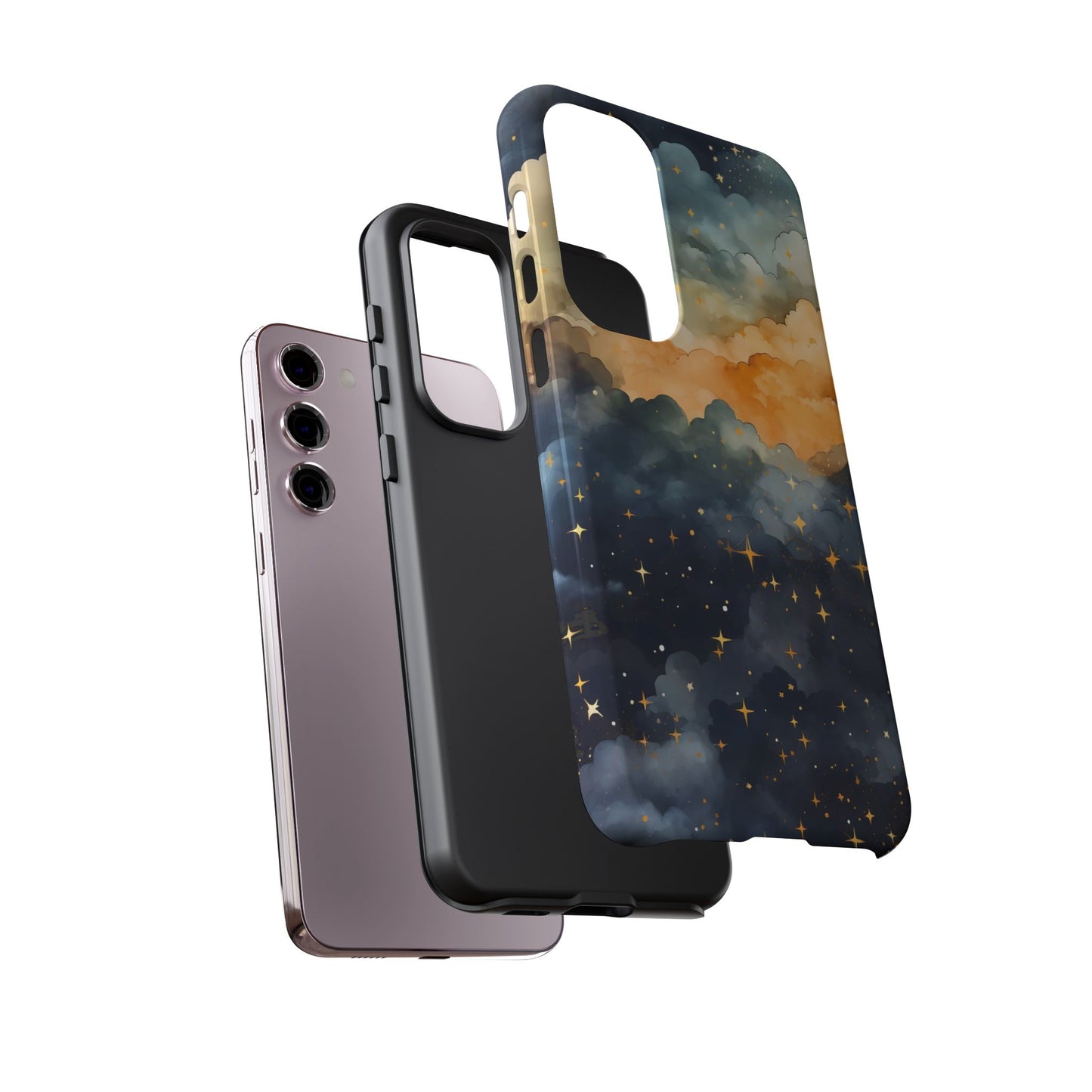 Celestial Phone Case, Galaxy Design Phone Cover, Space Art Case, Starry Night Mobile Cover, Customizable Tough Case