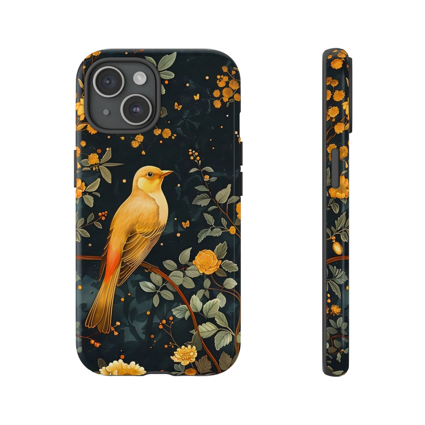Floral Phone Case, Tough Cases with Bird Design, Nature Lover Gift, Stylish Protection, Birthday Present, Floral Phone Cover