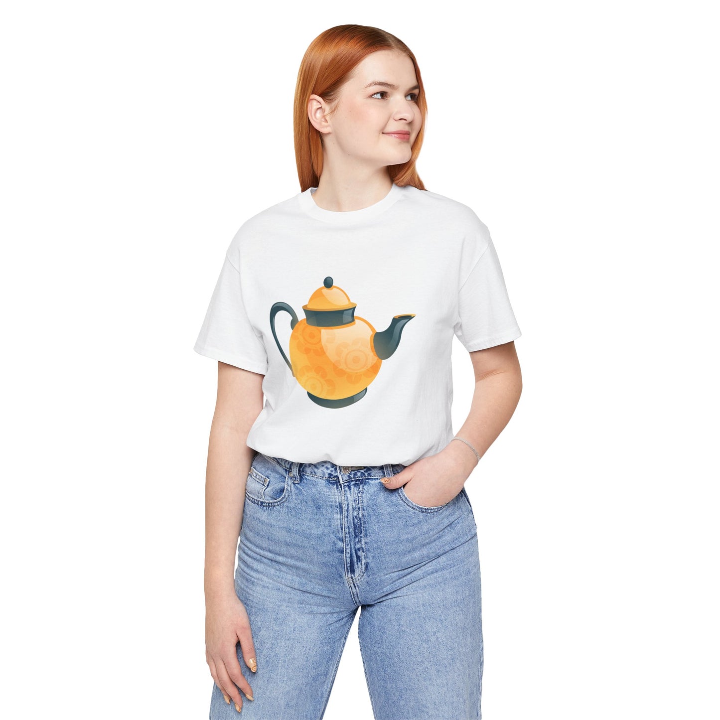 Unisex Jersey Short Sleeve Tee - Classic British Tea Kettle - Timeless Elegance in Tea Time