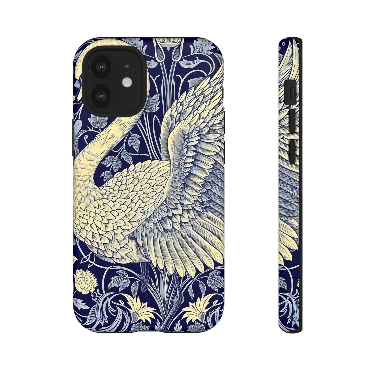 Elegant Swan Phone Case, Floral Design, Tough Cases for Gift, Stylish Protection, Unique Phone Accessory, Modern Floral Art