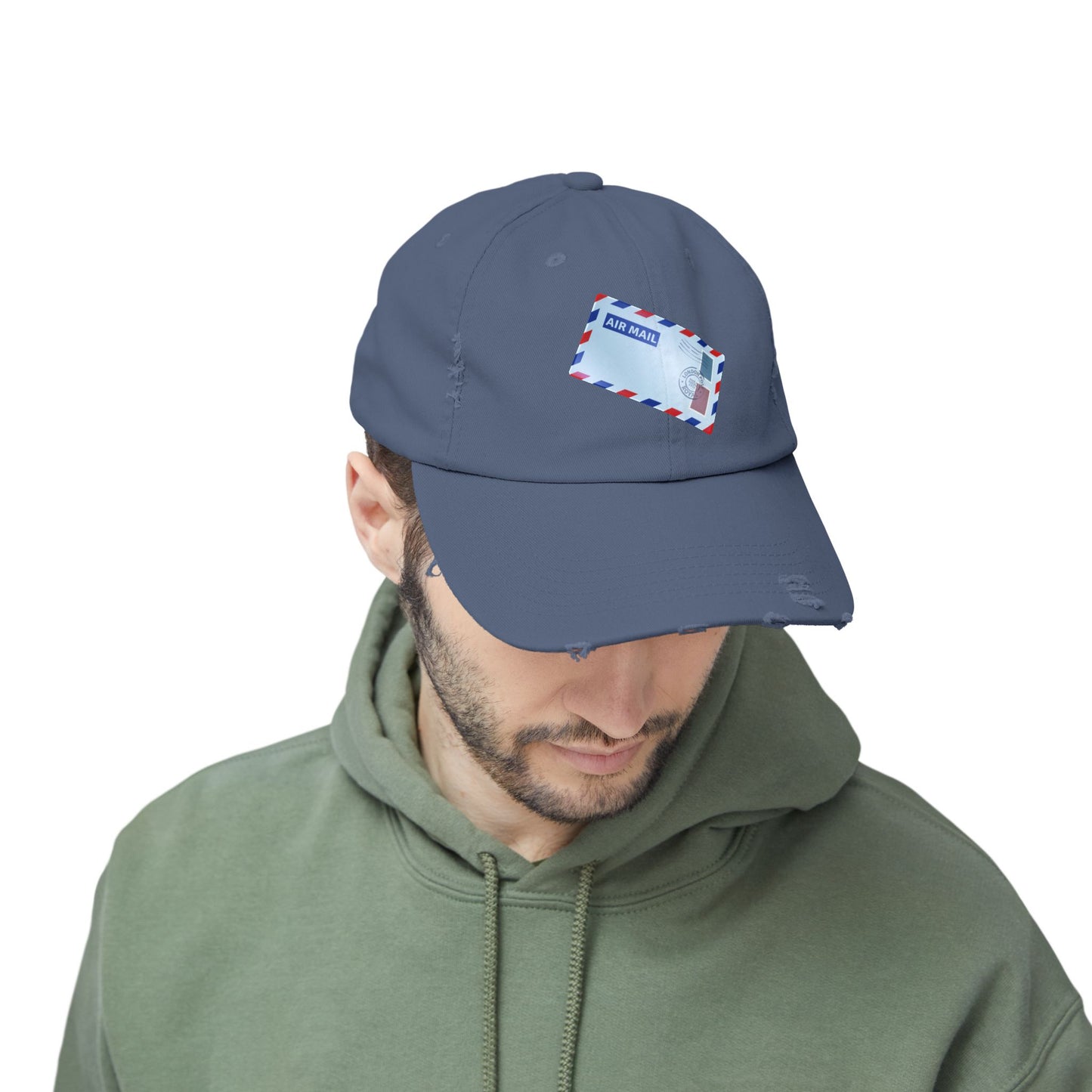 Vintage Air Mail Unisex Distressed Cap, Retro Hat, Casual Wear, Travel Accessories, Gift for Travelers, Summer Apparel