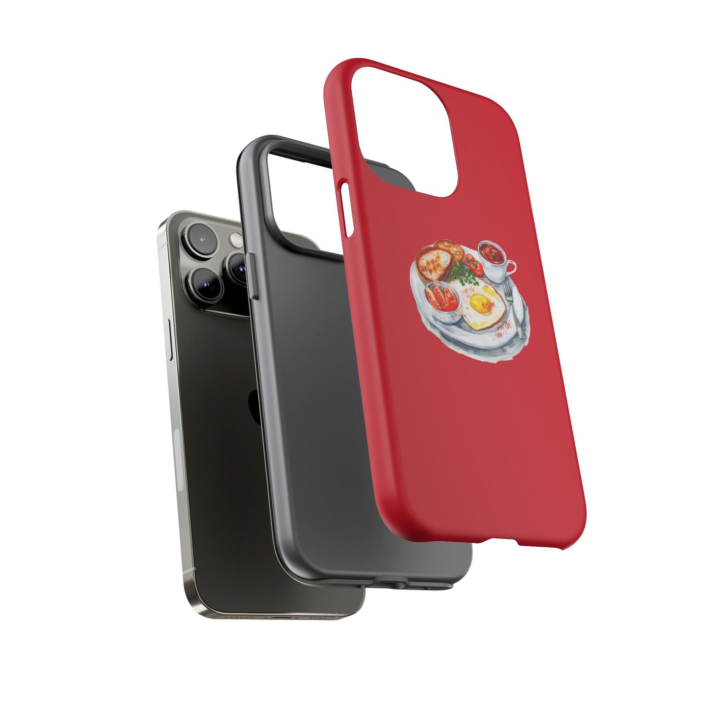 Breakfast-Inspired Phone Case, Tough Phone Covers, Foodie Gifts, Unique Accessories, Cute Kitchen Decor, Red Phone Case