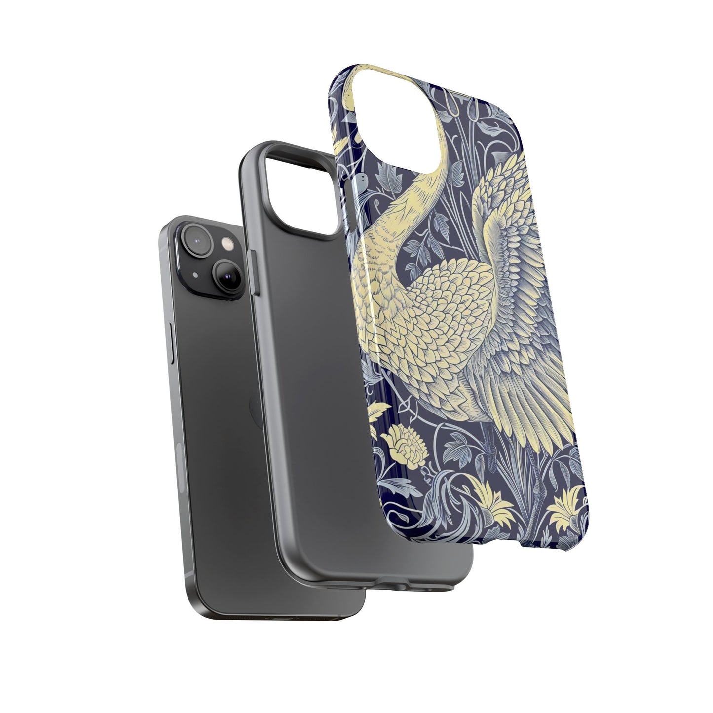 Elegant Swan Phone Case, Floral Design, Tough Cases for Gift, Stylish Protection, Unique Phone Accessory, Modern Floral Art