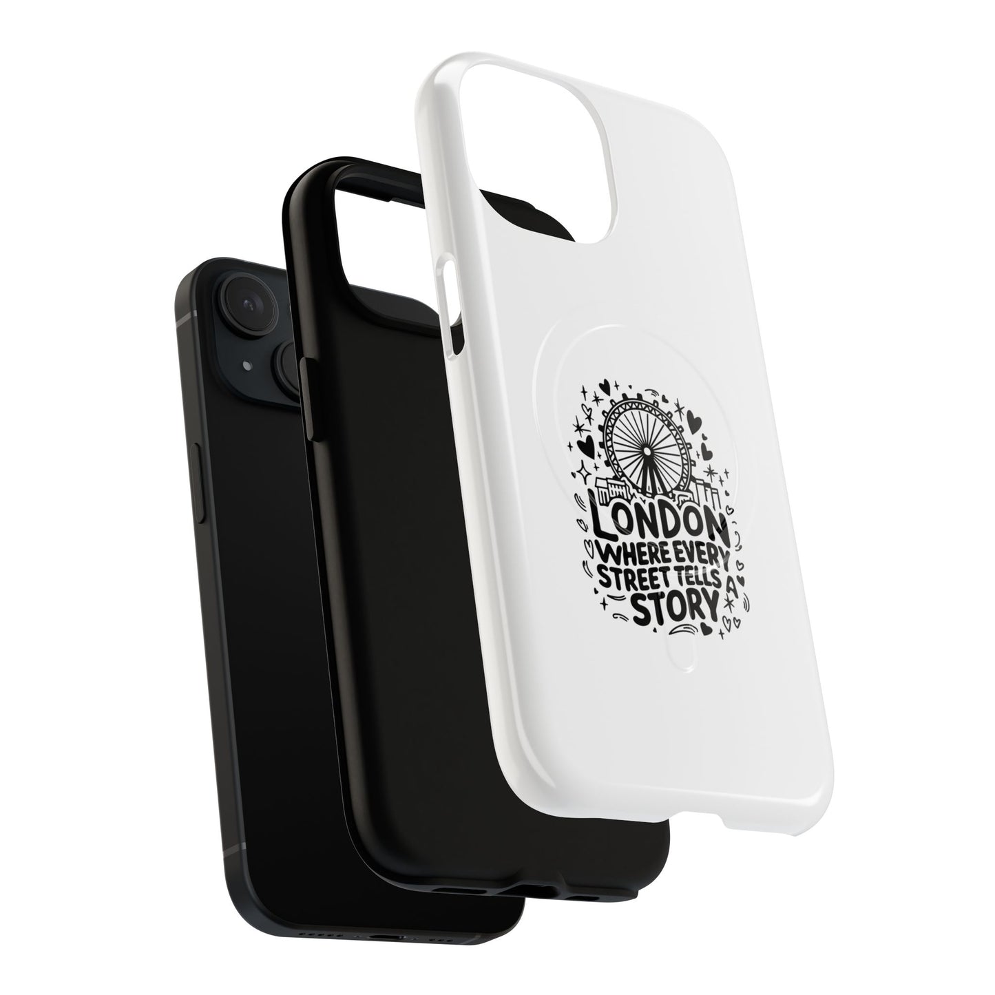 London Story Magnetic Phone Case, Tough Phone Cover, Gift for Travel Lovers, Unique London Souvenir, Storytelling Phone Accessory