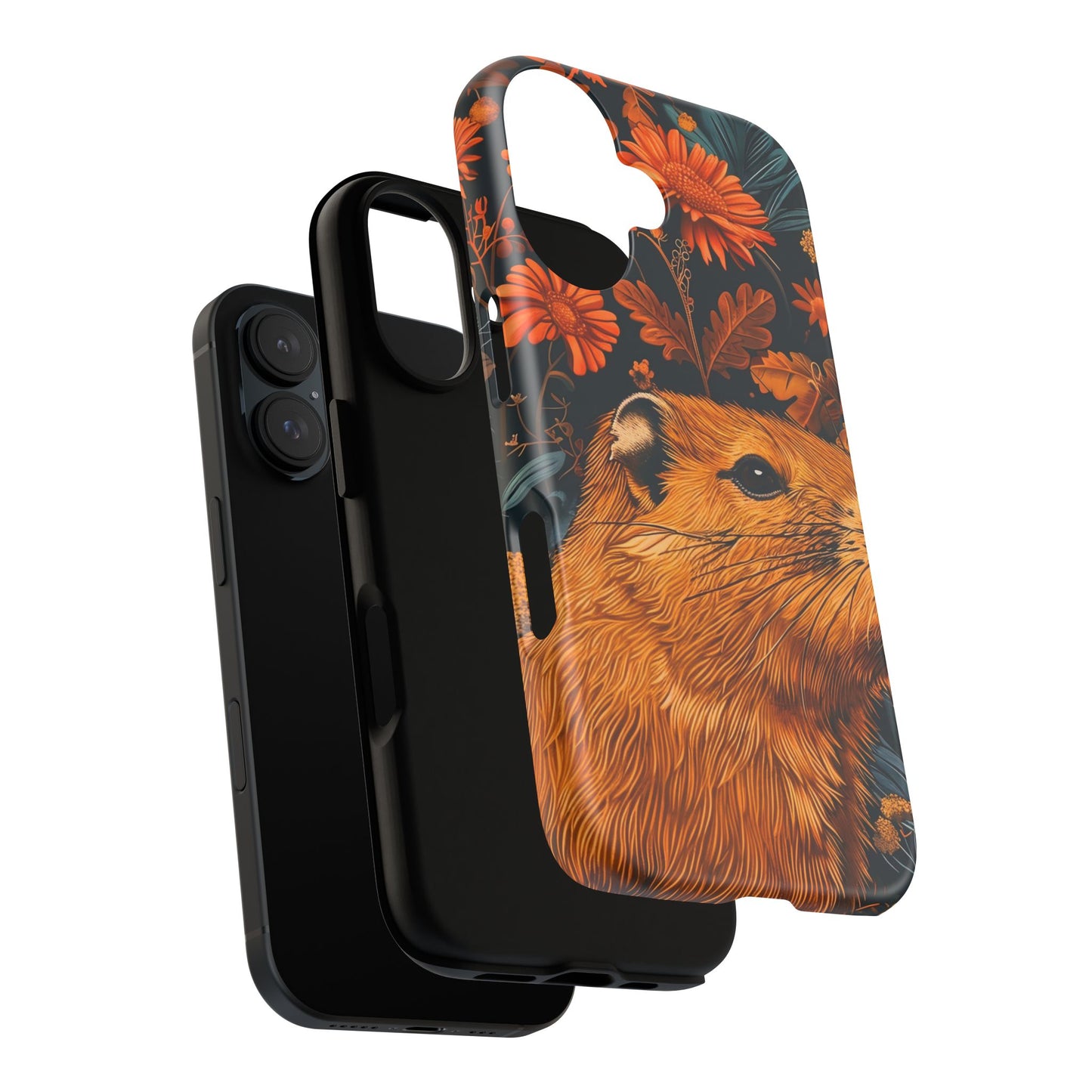 Capybara Phone Case, Floral Phone Cover, Tough Case for Animal Lovers, Unique Gift, Cute and Functional, Nature Inspired Design