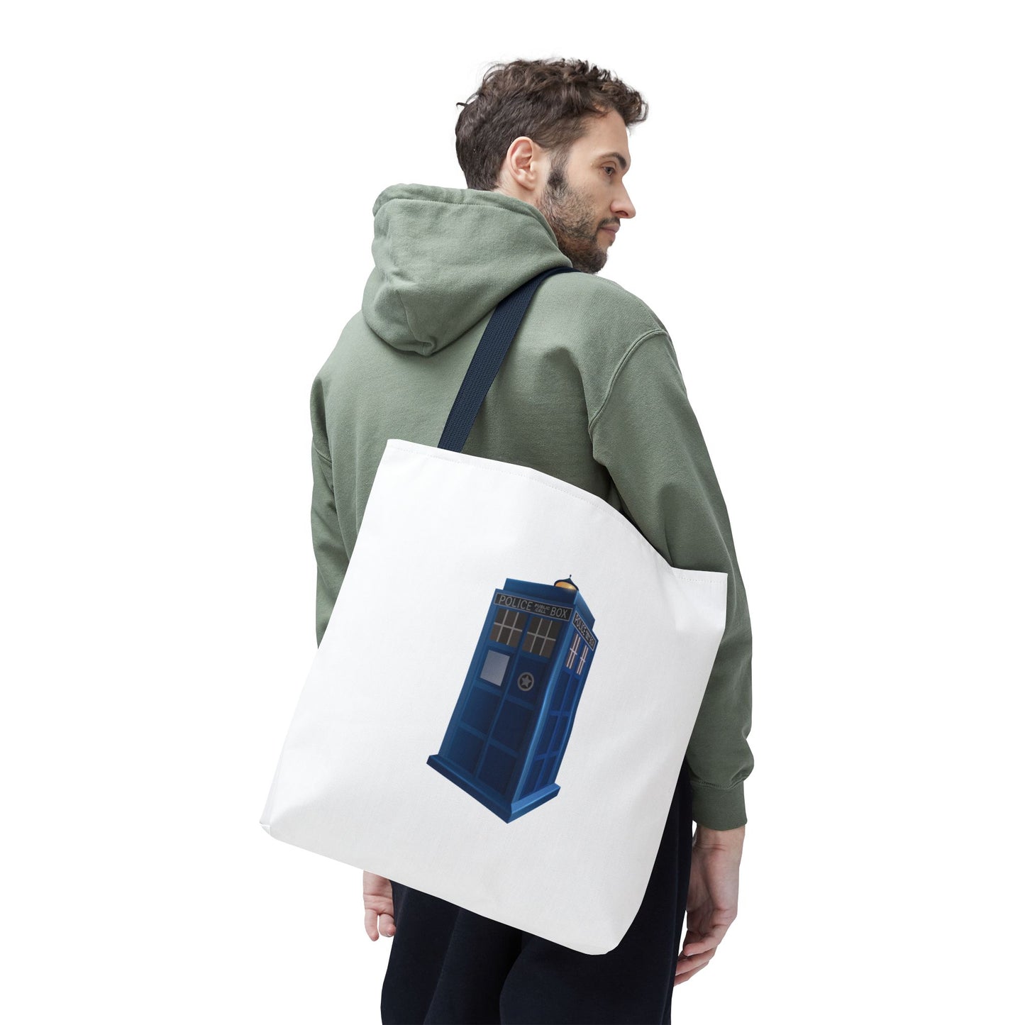 Doctor Who Inspired Tote Bag | Blue Police Box Bag | Fan Merchandise | Eco-Friendly Shopping Bag | Unique Gift for Whovians
