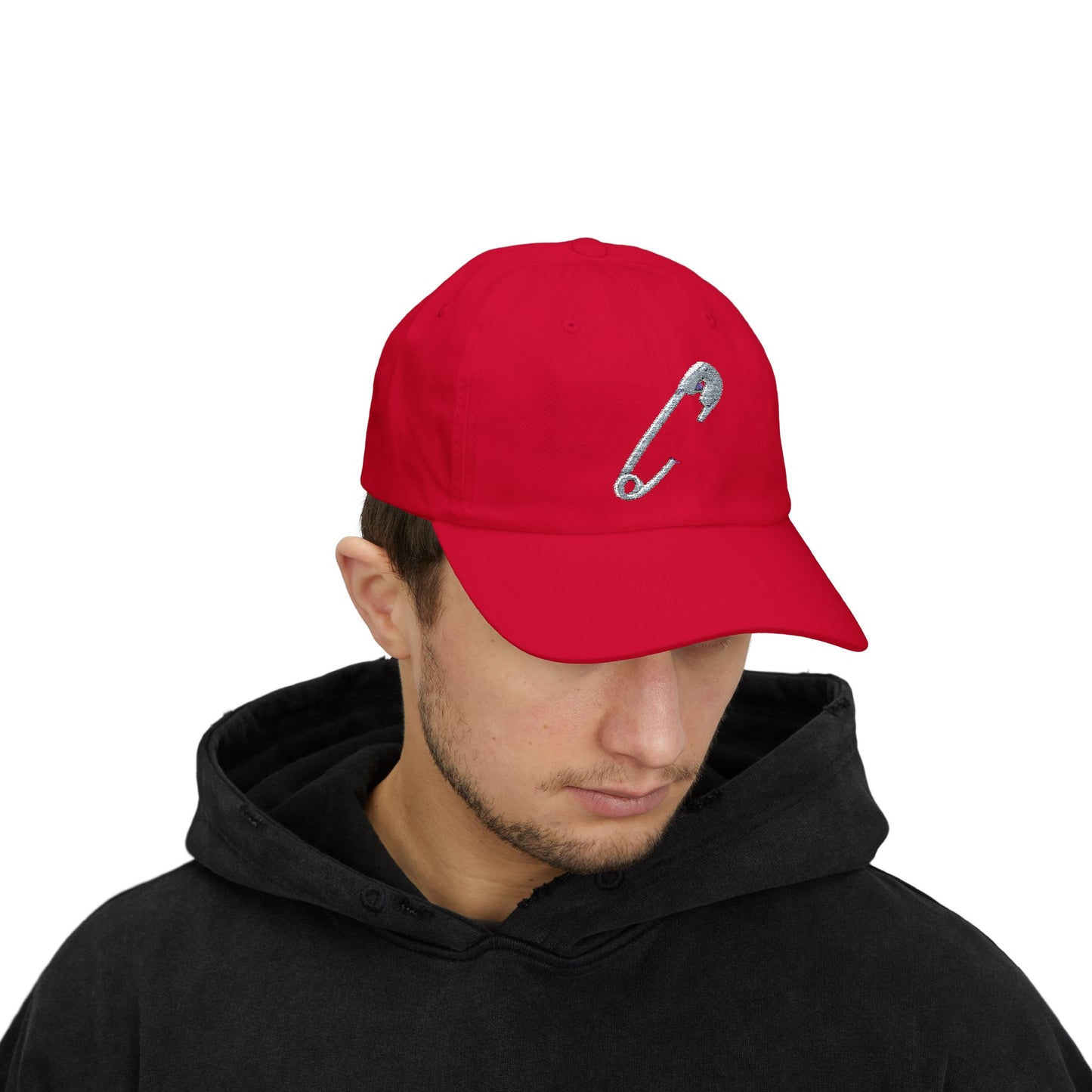 Classic Dad Cap with Safety Pin Design | Casual Headwear, Gift for Dads, Everyday Style, Birthday or Father's Day Gift, Trendy Accessories