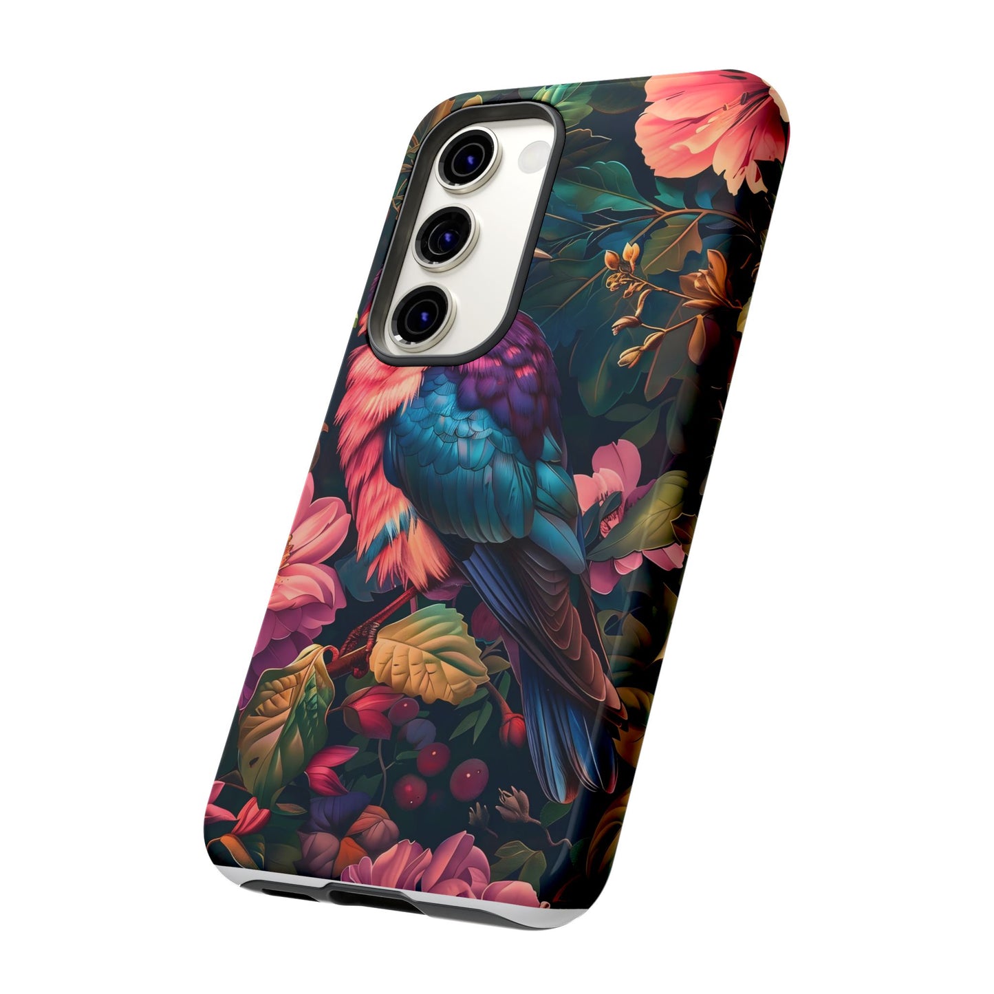 Tough Cases: Vibrant Tropical Bird Phone Case, Floral Smartphone Cover, Nature Lover Gift, Boho Phone Accessory, Cute Bird Case
