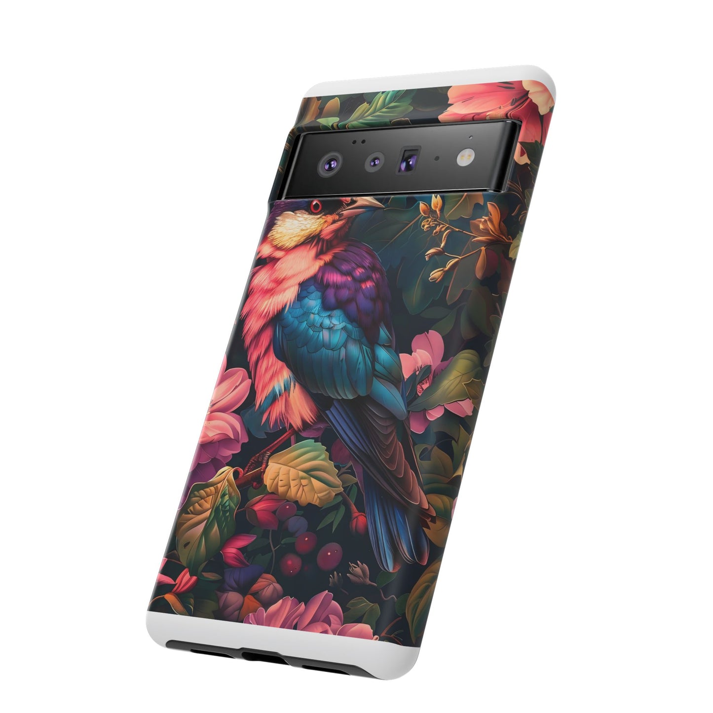 Tough Cases: Vibrant Tropical Bird Phone Case, Floral Smartphone Cover, Nature Lover Gift, Boho Phone Accessory, Cute Bird Case