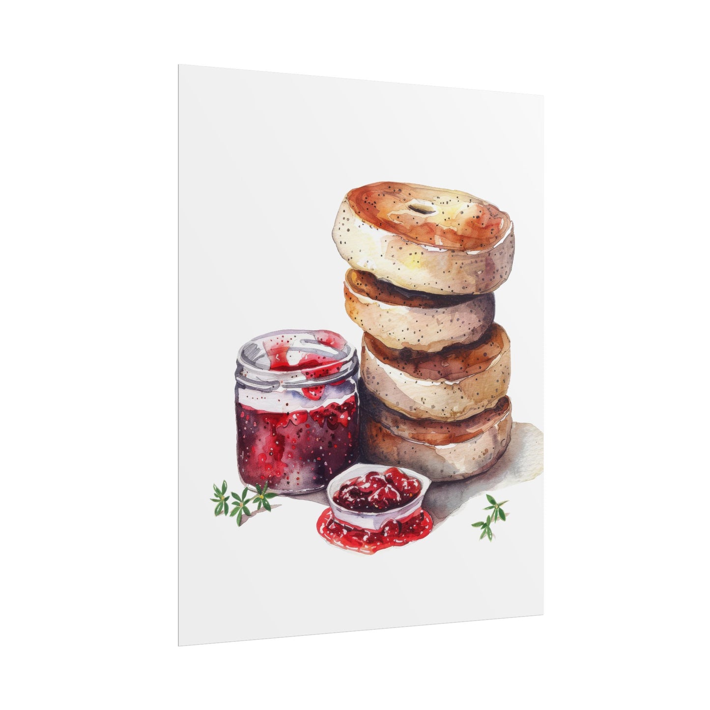 Breakfast Bagel Art Print, Foodie Decor, Kitchen Wall Art, Rolled Poster, Unique Food Gift, Home Cooking Decor
