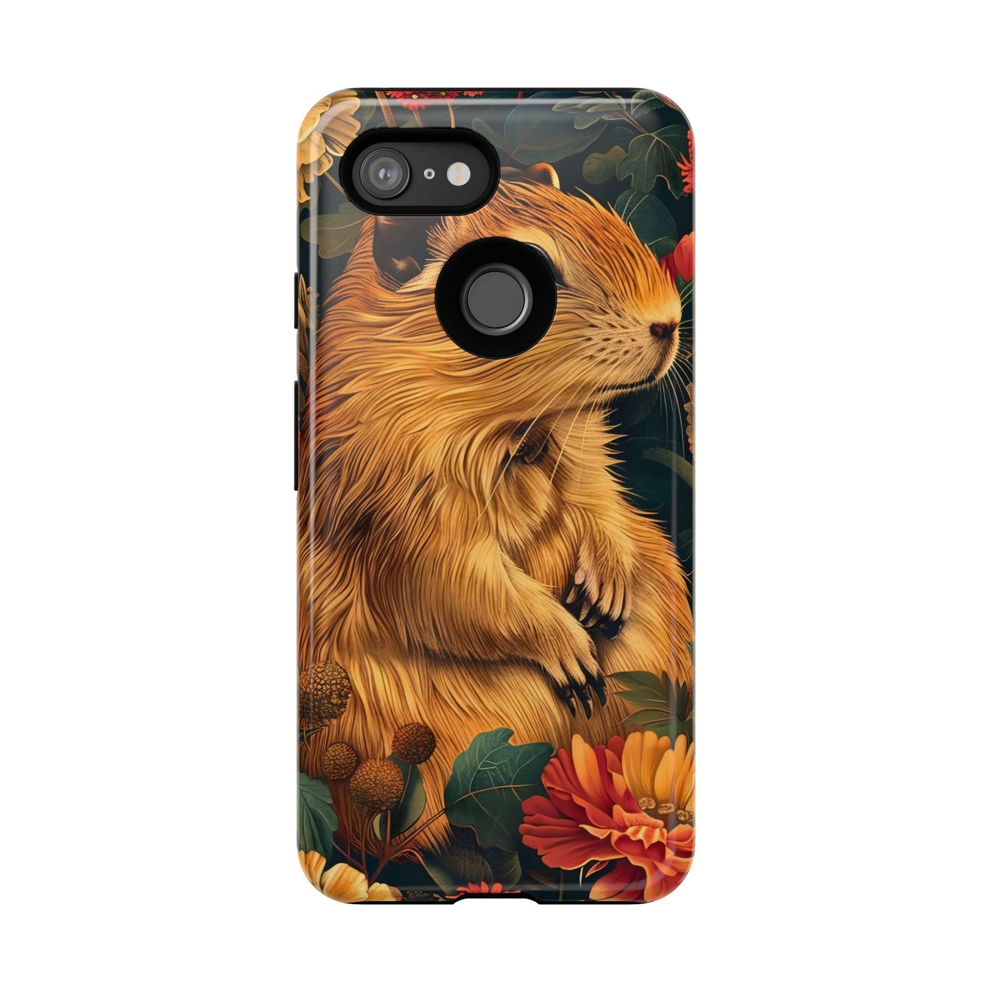 Cute Animal Phone Case, Floral Design Tough Cases for Nature Lovers, Gifts for Her, Customizable Mobile Accessory, Pet Lover Phone Cover