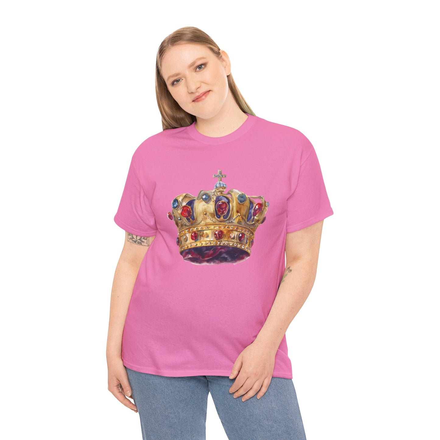 Unisex Heavy Cotton Tee - British Royal Crown Design - Iconic Symbol of Monarchy