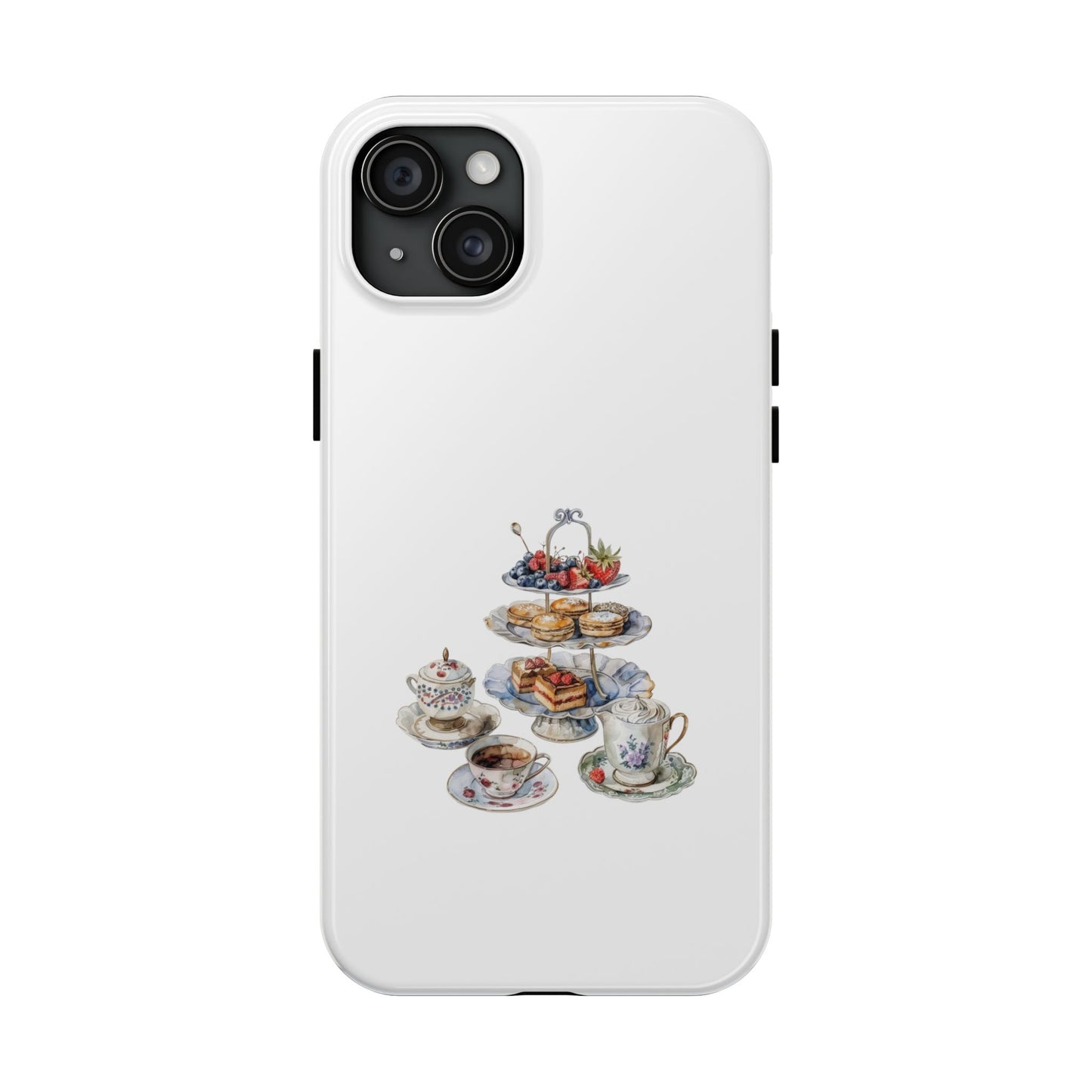 Vintage Tea Party Tough Phone Case - Durable Phone Protector with Charming Tea Set Design