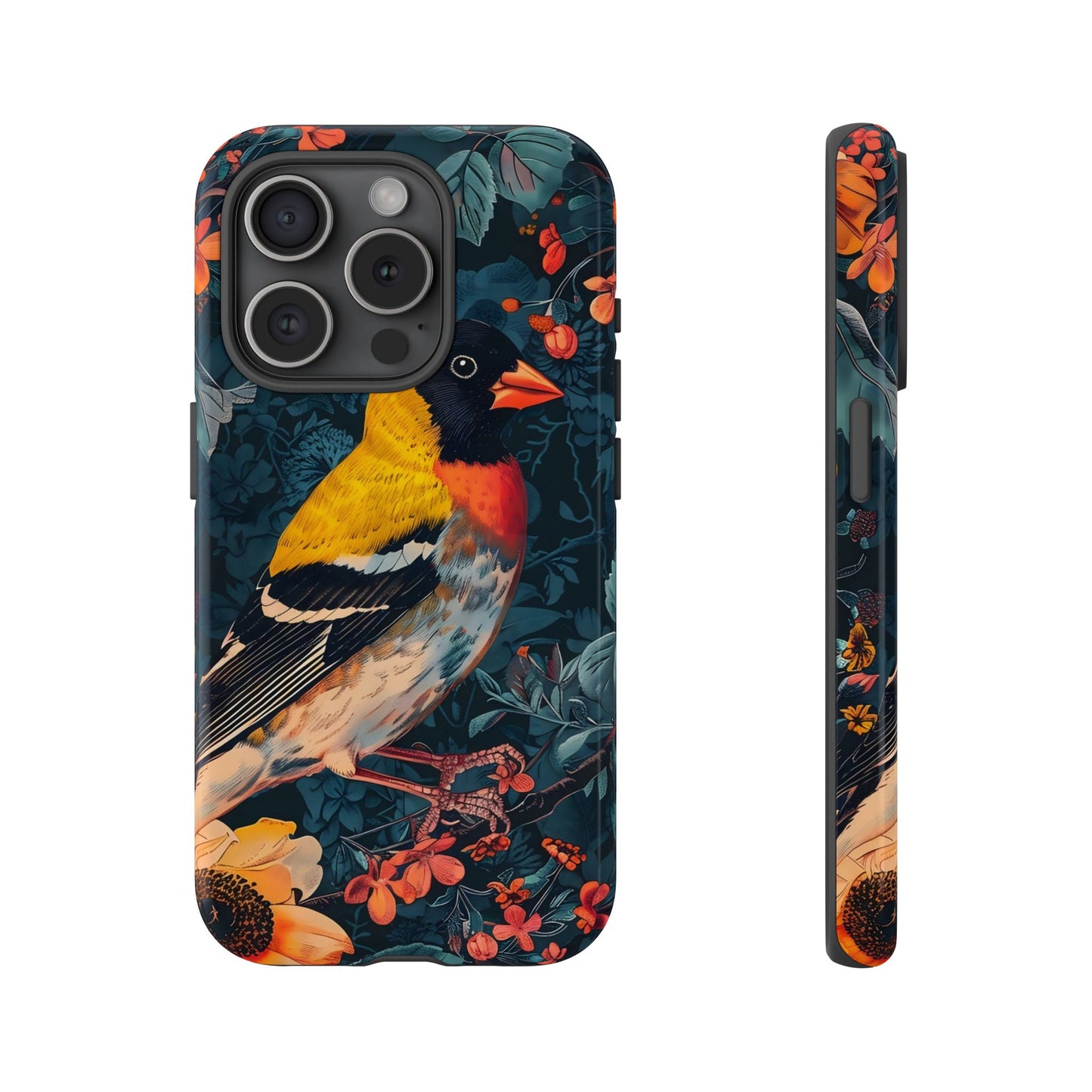 Colorful Bird Phone Case, Floral Phone Cover, Tough Phone Protector, Nature Lover Gift, Botanical Case, Unique Mobile Accessory