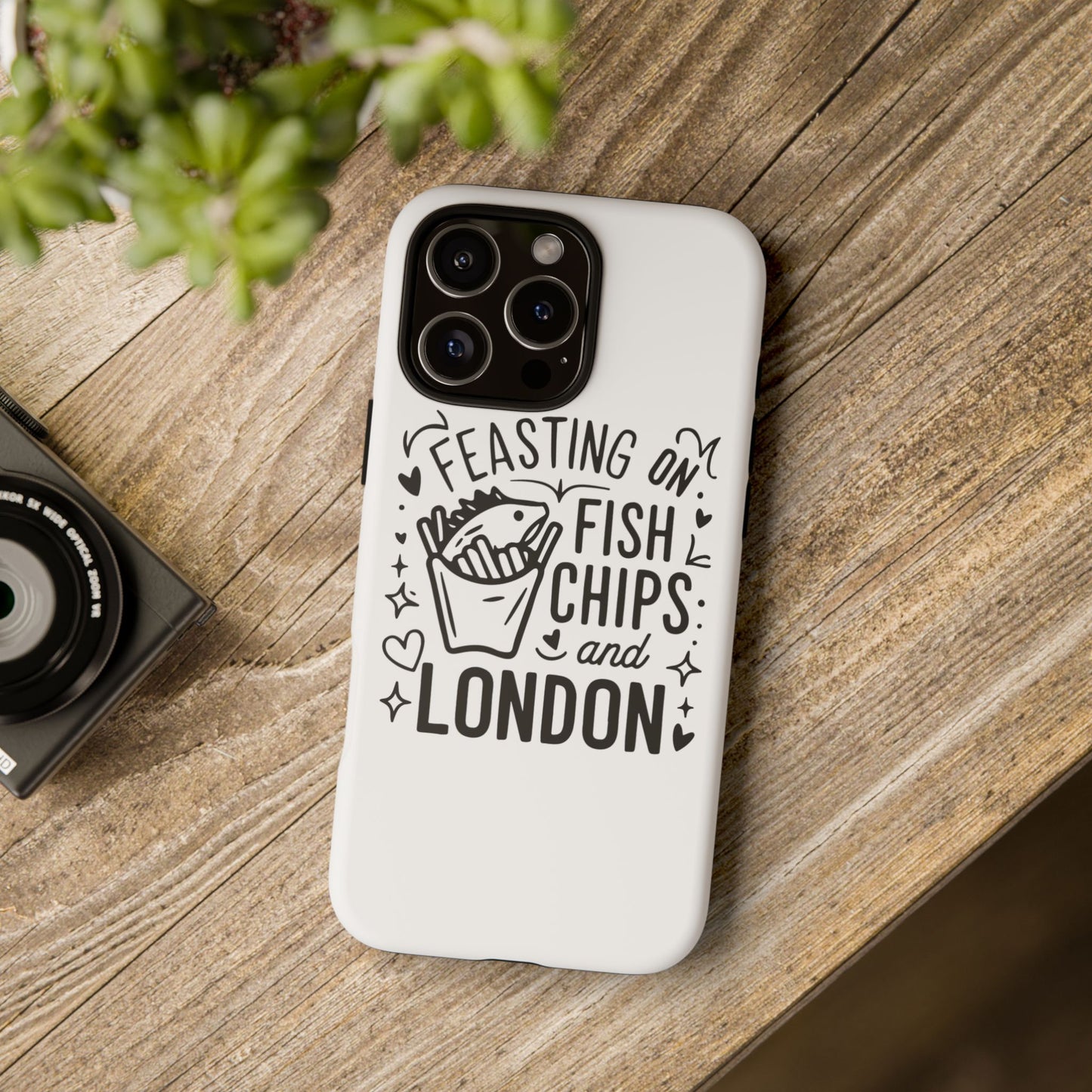 London Fish & Chips Phone Case | Fun Gift for Foodies, Travel Lovers, London Souvenir, Unique Accessories, Personalization Option