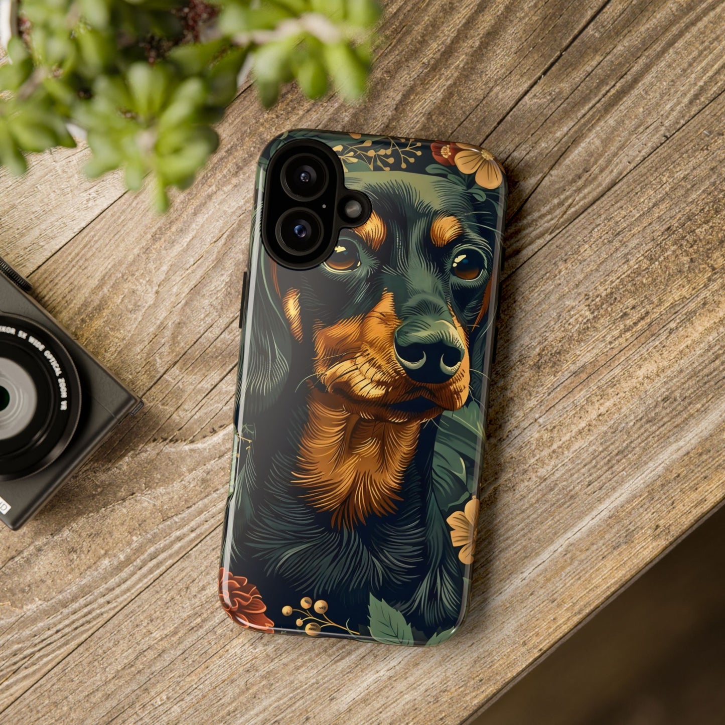 Dachshund Phone Case, Floral Pet Phone Cover, Dog Lover Gift, Tough Phone Case, Custom Dachshund Design, Unique Dog Owner Accessory