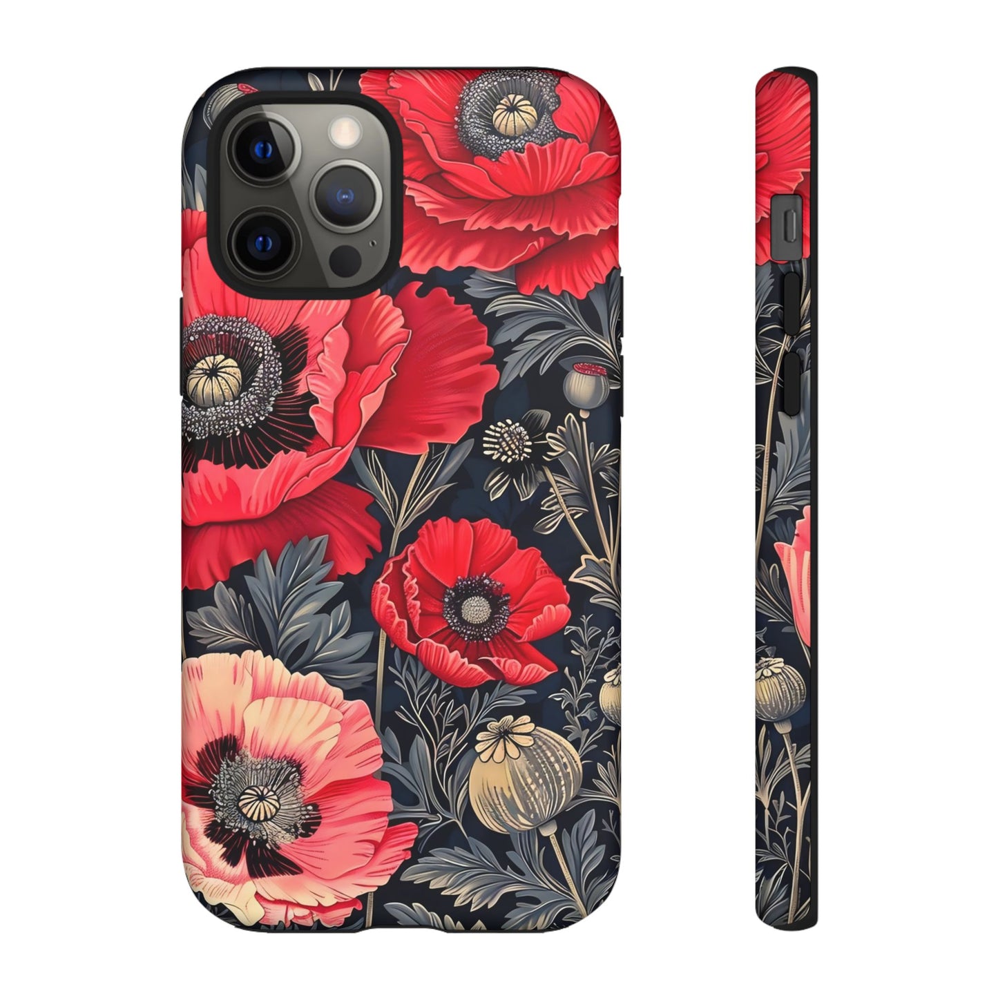 Floral Phone Case with Artistic Poppies, Tough Cases, Flower Design, Nature Lover Gift, Customizable Mobile Cover, Stylish Phone Accessories