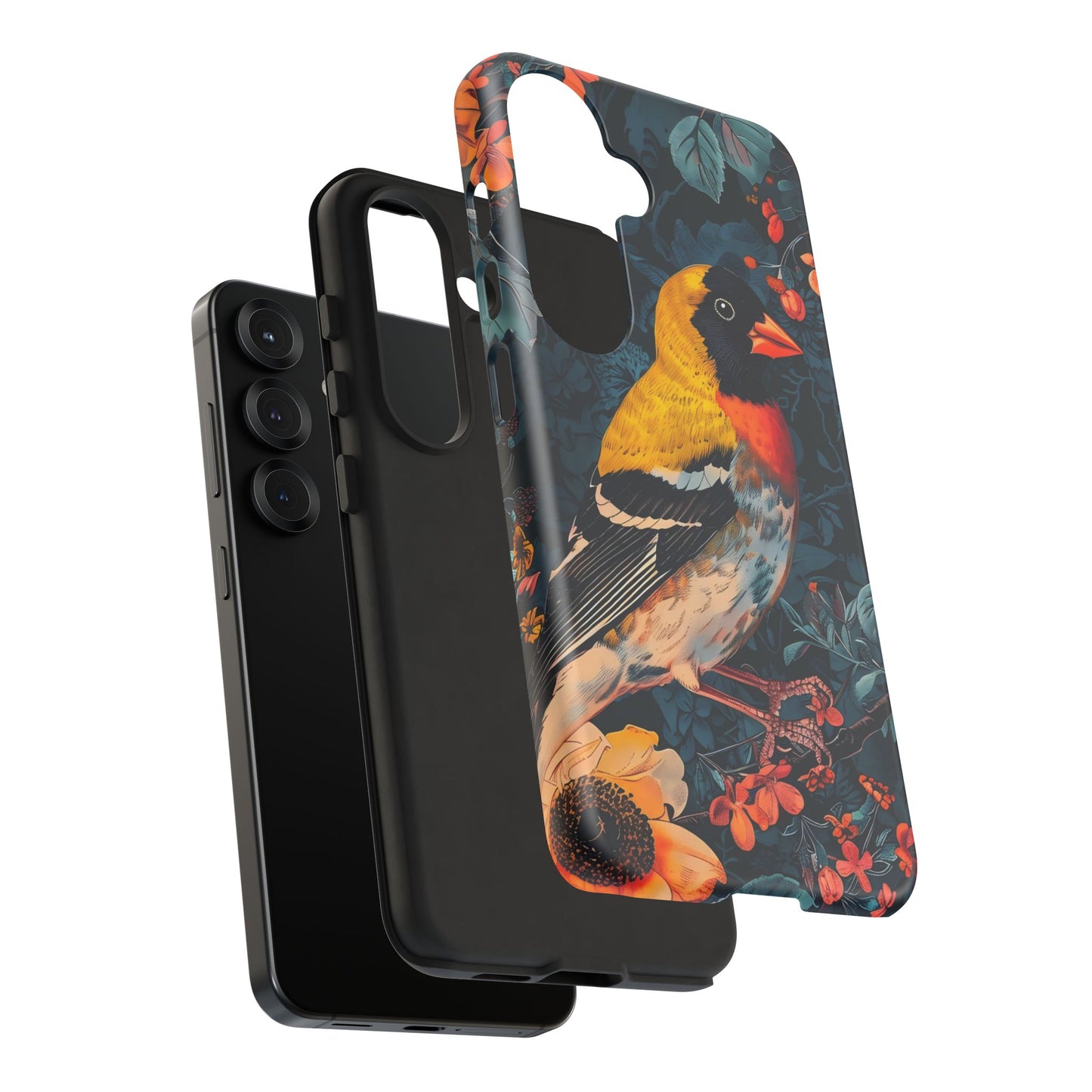 Colorful Bird Phone Case, Floral Phone Cover, Tough Phone Protector, Nature Lover Gift, Botanical Case, Unique Mobile Accessory