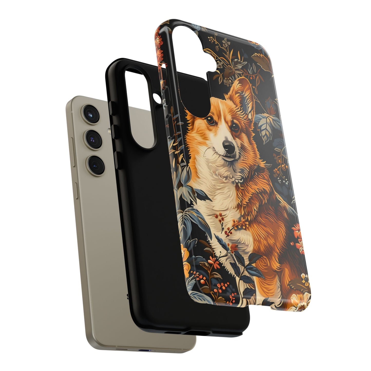 Corgi Floral Phone Case - Tough Cases for Dog Lovers, Cute Pet Accessories, Gift for Dog Owners, Floral Design, Personalized Tech Cover