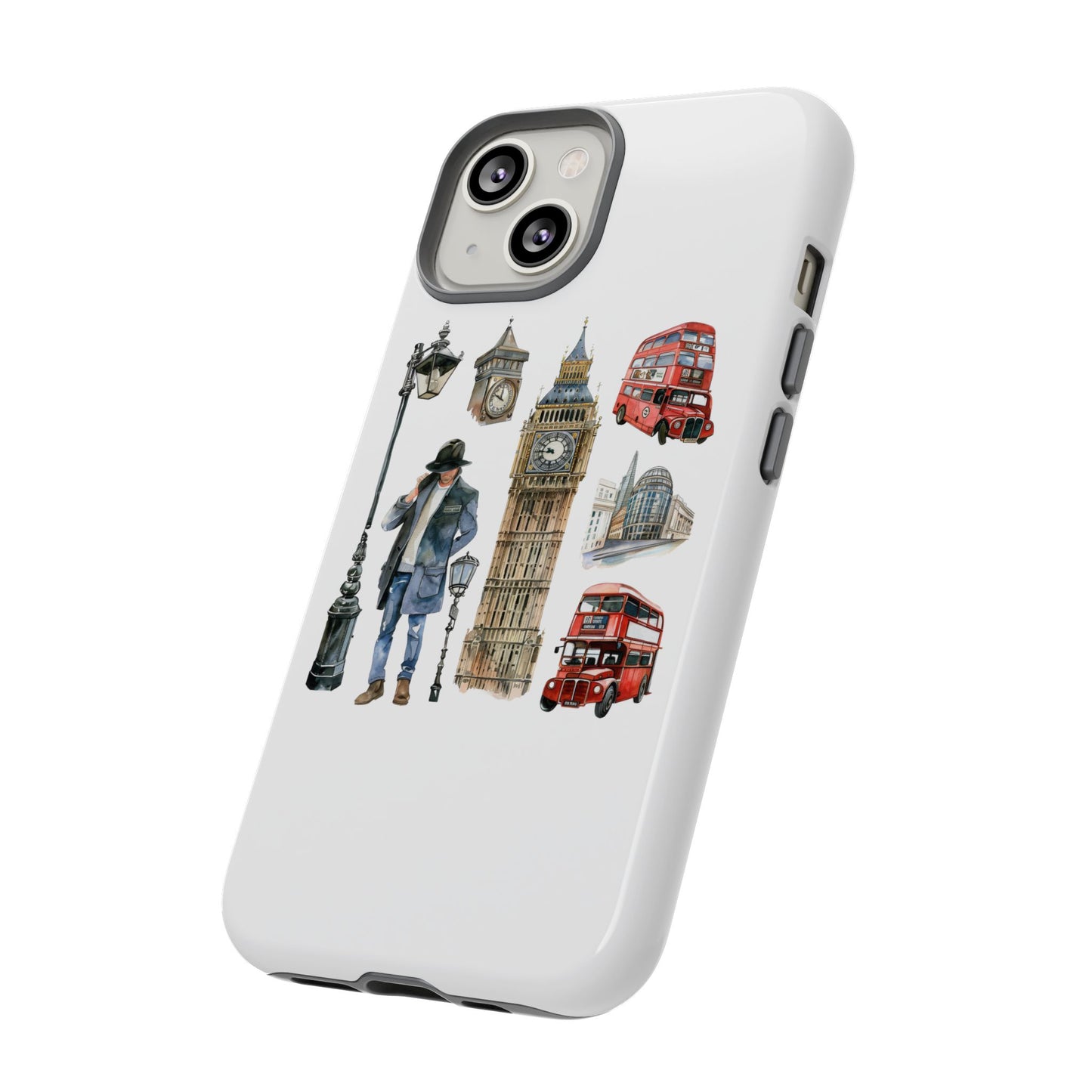 London Iconic Design Phone Case, Tough Cases, Gift for Travelers, London Souvenir, London Icons, Red Bus Phone Case