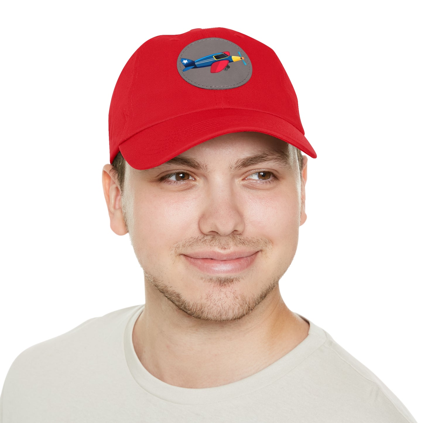 Vintage Aeroplane Dad Hat with Leather Patch (Round)