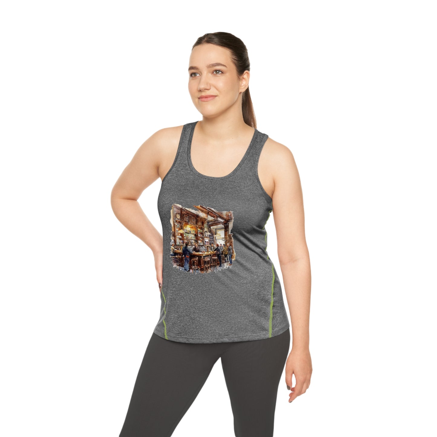 Women's Racerback Sports Top - Cozy British Pub Vibes - A Pint of Britain - Iconic Pub Culture