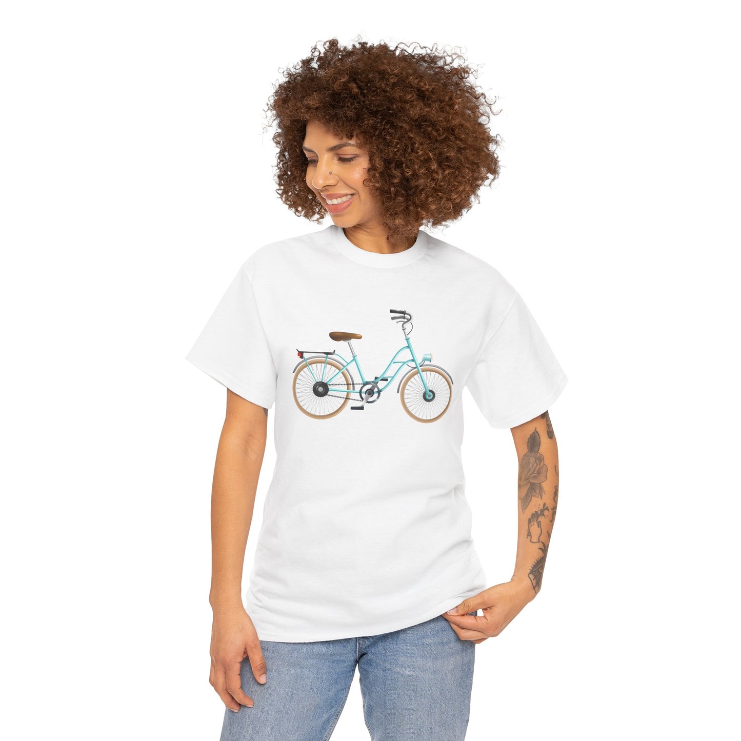 Unisex Heavy Cotton Tee - Classic British Bicycle - Timeless Charm