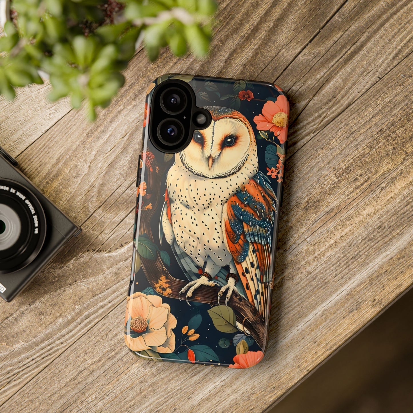 Owl Floral Phone Case - Tough Cases, Nature Lover Gift, Cute Protection, Floral Design, Bird Aesthetic, Animal Lover