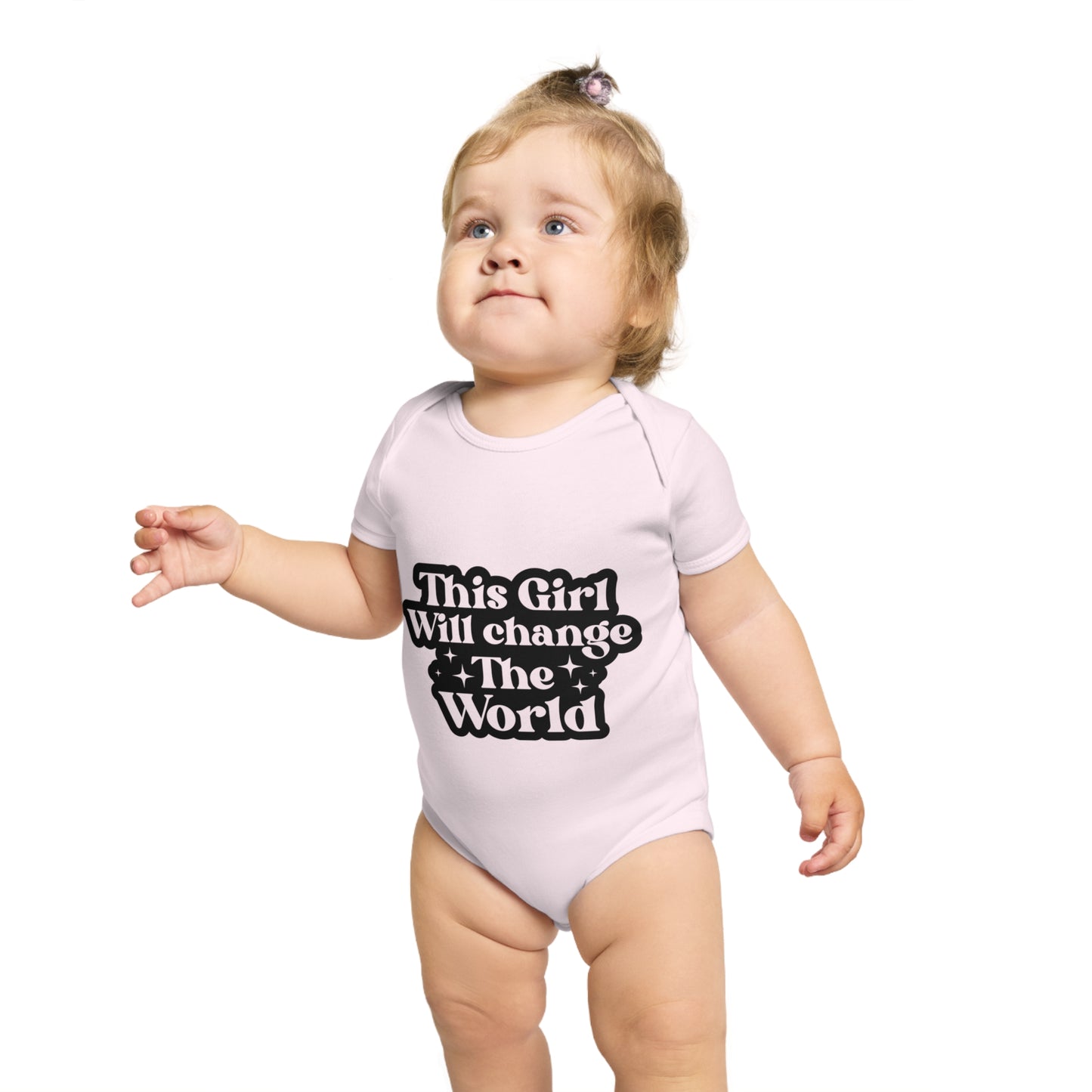 Inspirational Short Sleeve Baby Bodysuit – "This Girl Will Change The World"
