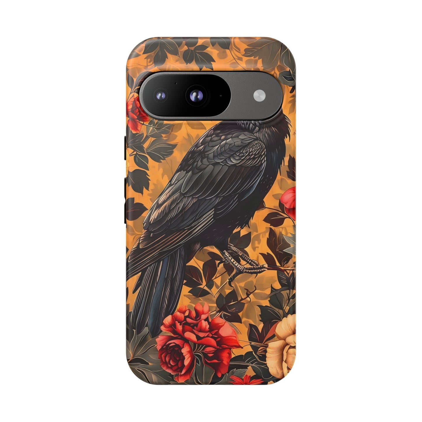 Raven Floral Phone Case - Tough Cases, Blackbird Decor, Gift for Nature Lovers, Bird Themed Accessories, Unique Phone Cover