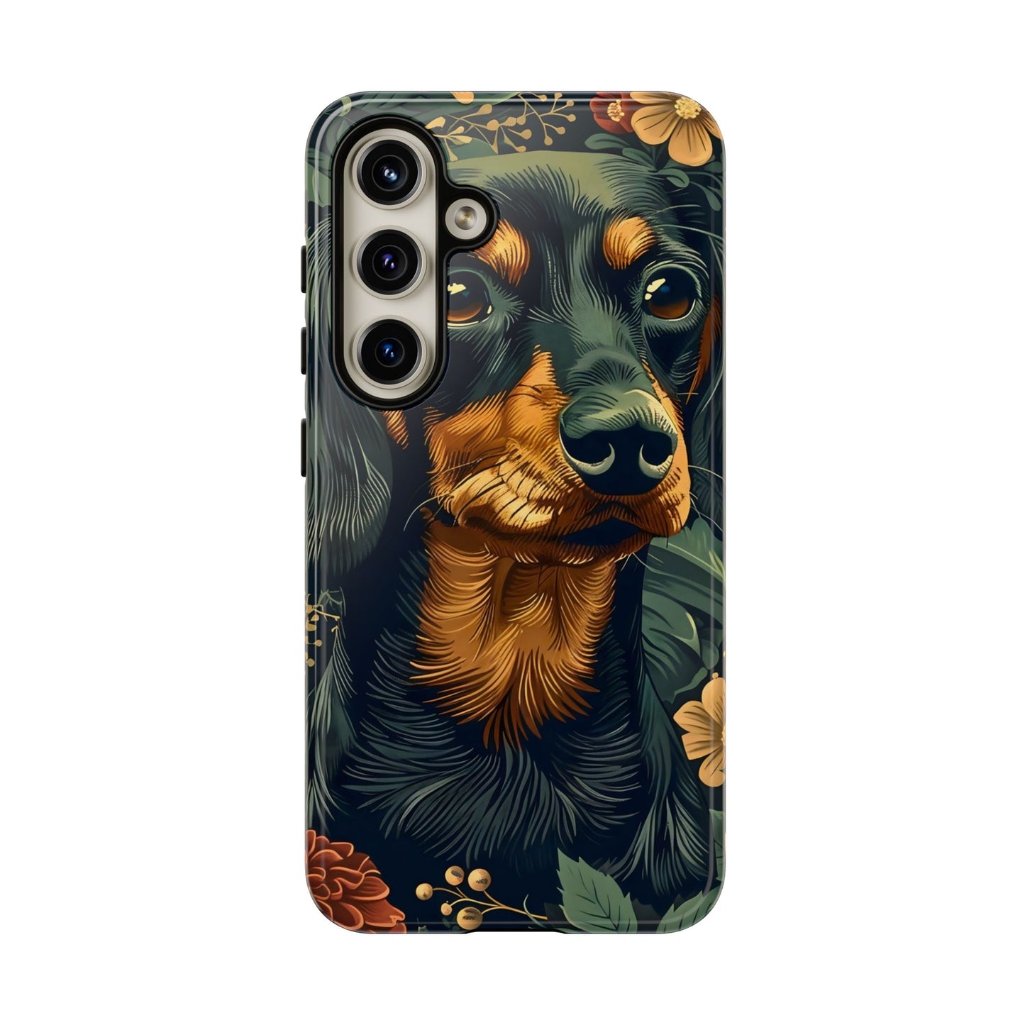 Dachshund Phone Case, Floral Pet Phone Cover, Dog Lover Gift, Tough Phone Case, Custom Dachshund Design, Unique Dog Owner Accessory