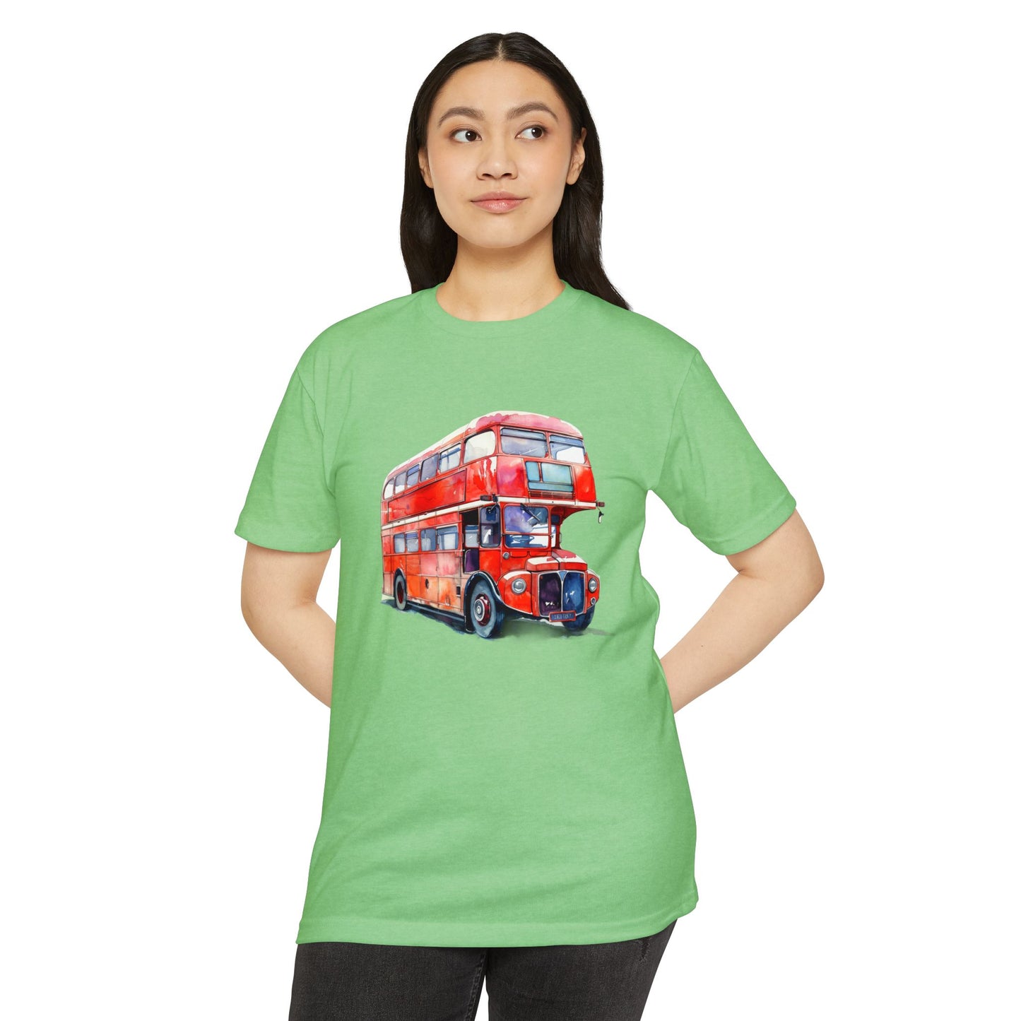 Unisex CVC Jersey T-shirt - Hop On, Hop Off - Exploring London by Bus