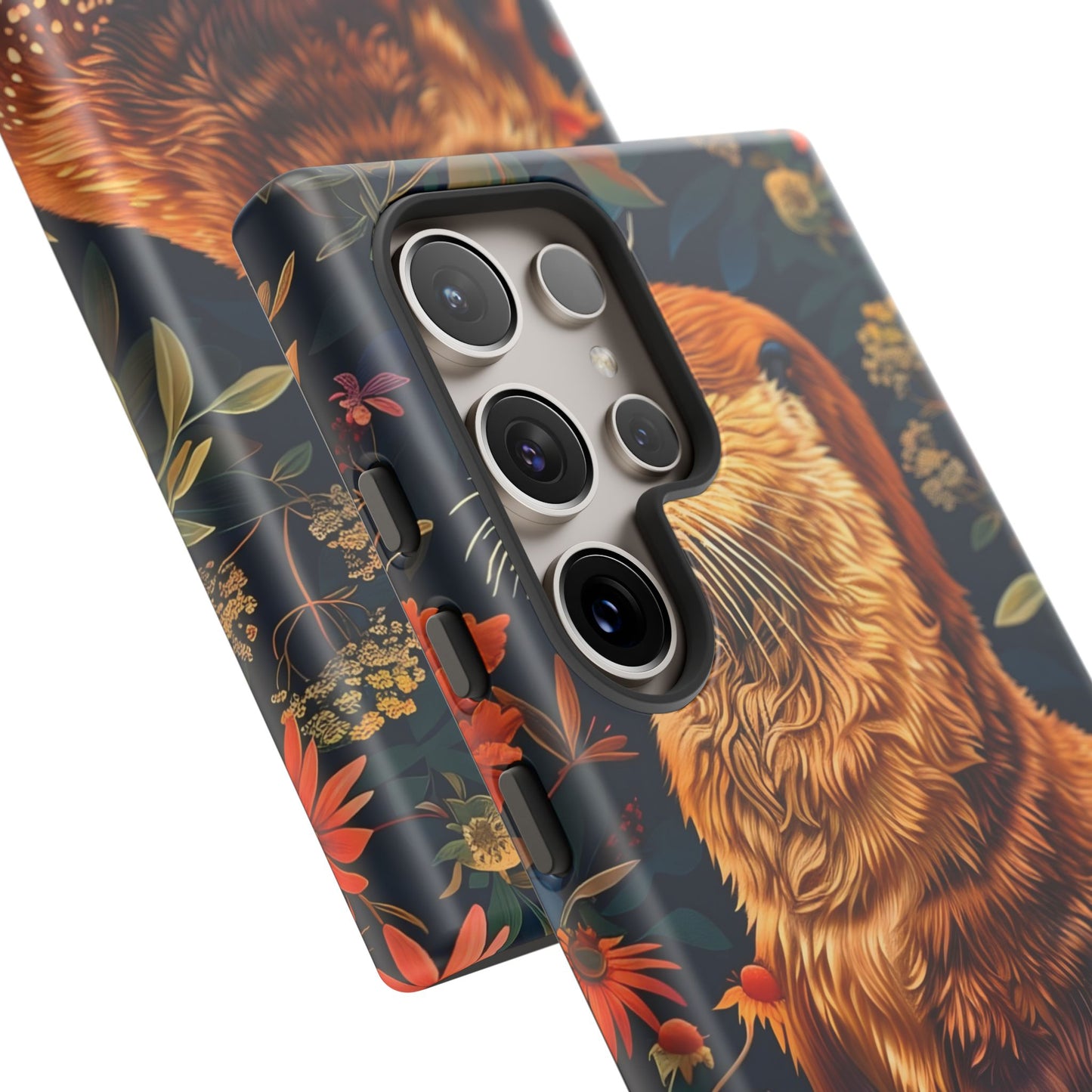 Otter Phone Case, Floral Otter Design, Tough Phone Cover, Nature Lover Gift, Cute Animal Accessories