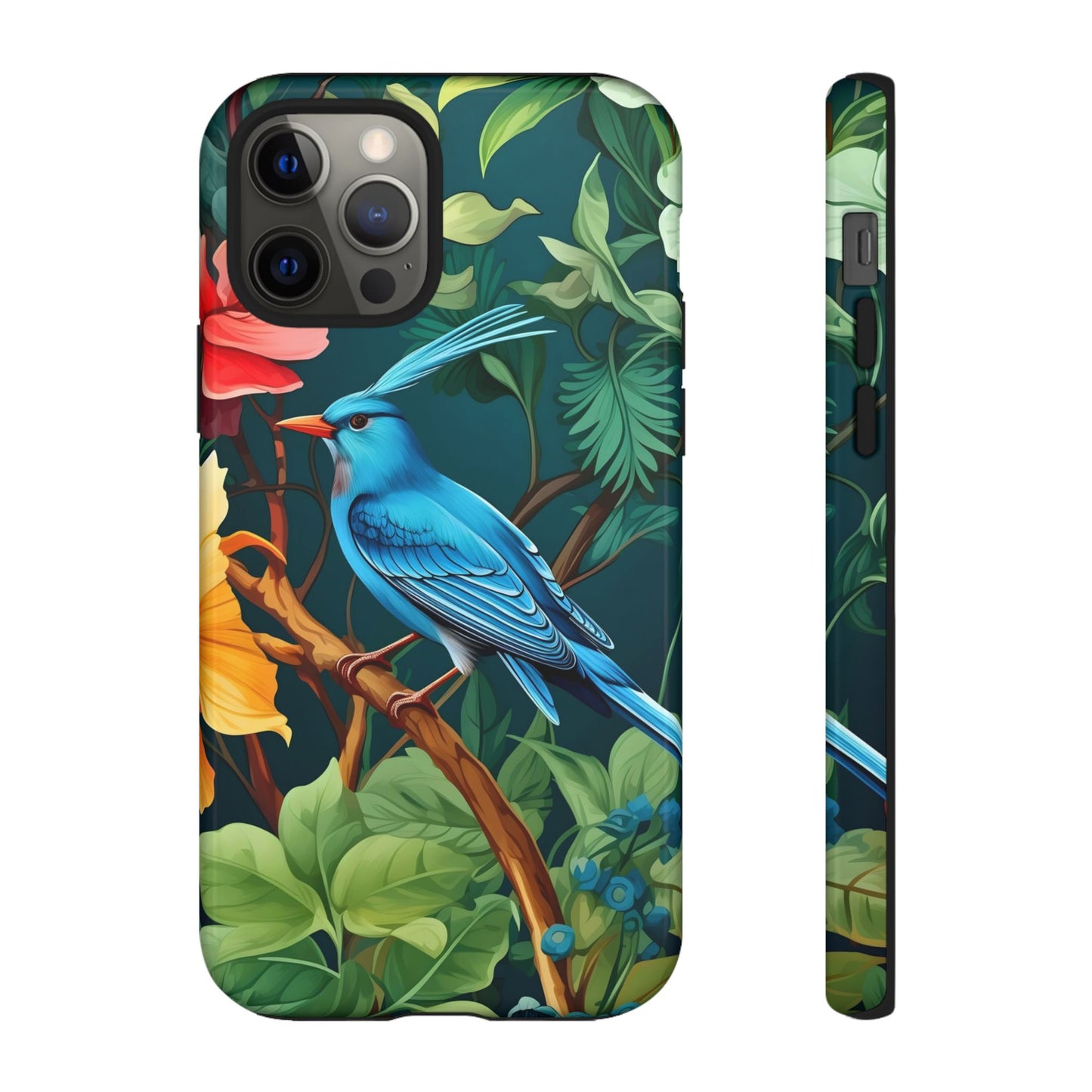 Tough Cases - Vibrant Bird Phone Case, Floral Design, Nature Lover, Unique Gift, Stylish Protection, Phone Accessories